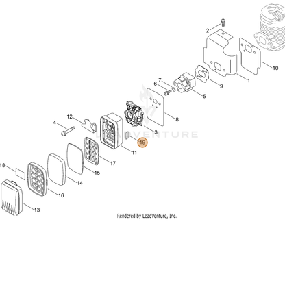 ECHO part 89012165830 — IPL diagram snippet (6x zoom, amber highlight)
