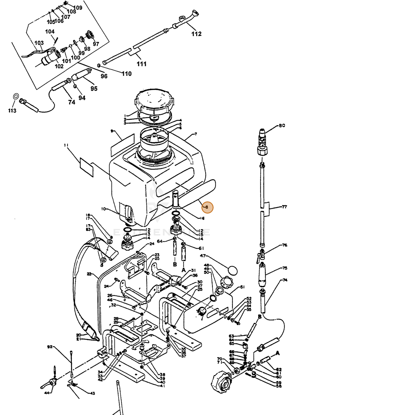 ECHO part 89013510610 — IPL diagram snippet (6x zoom, amber highlight)