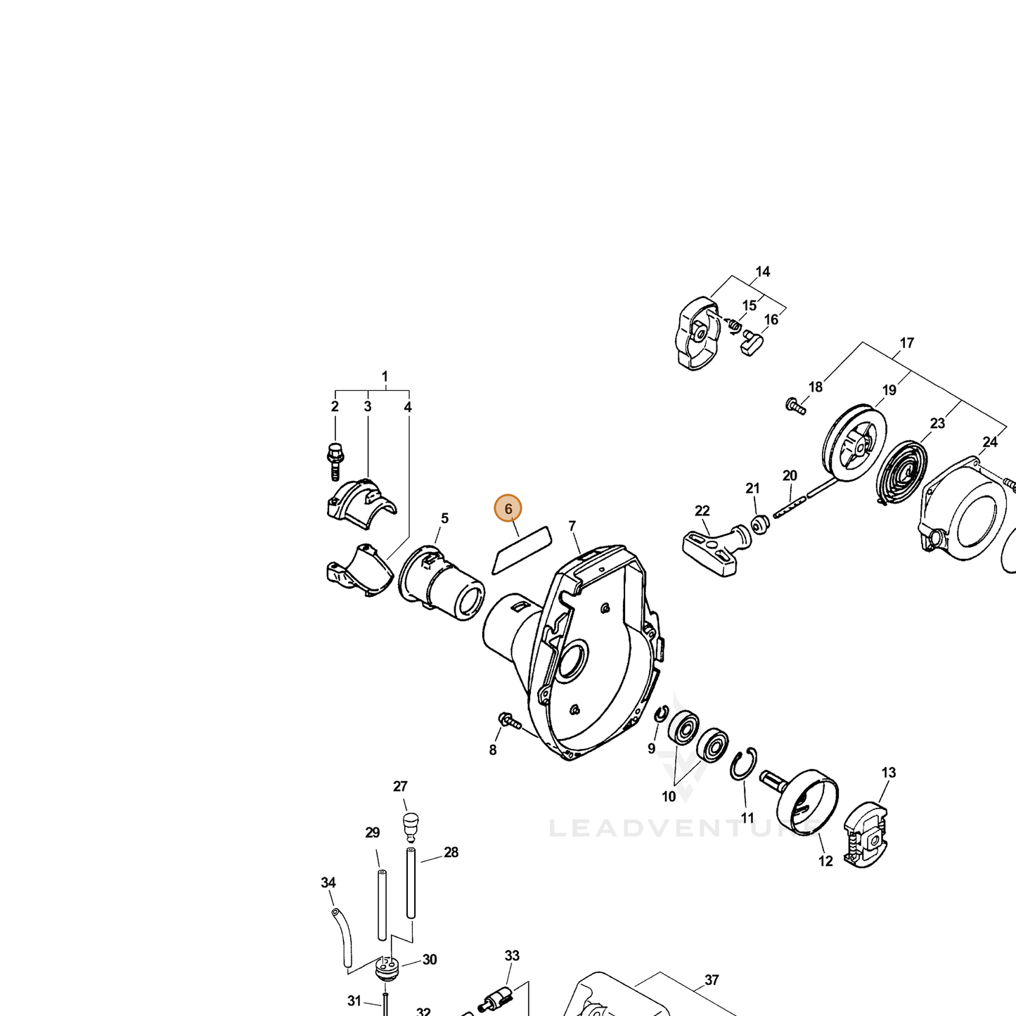ECHO part 89013521560 — IPL diagram snippet (6x zoom, amber highlight)