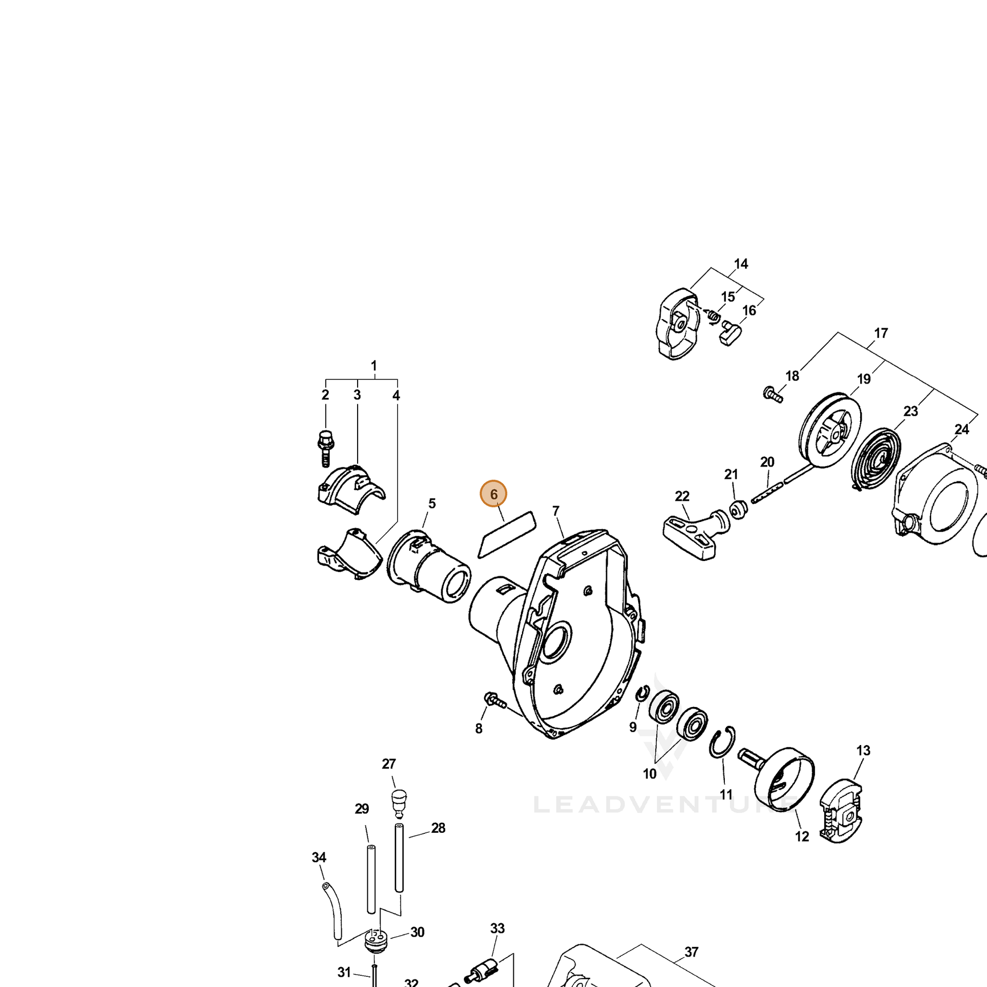 ECHO part 89013521560 — IPL diagram snippet (6x zoom, amber highlight)