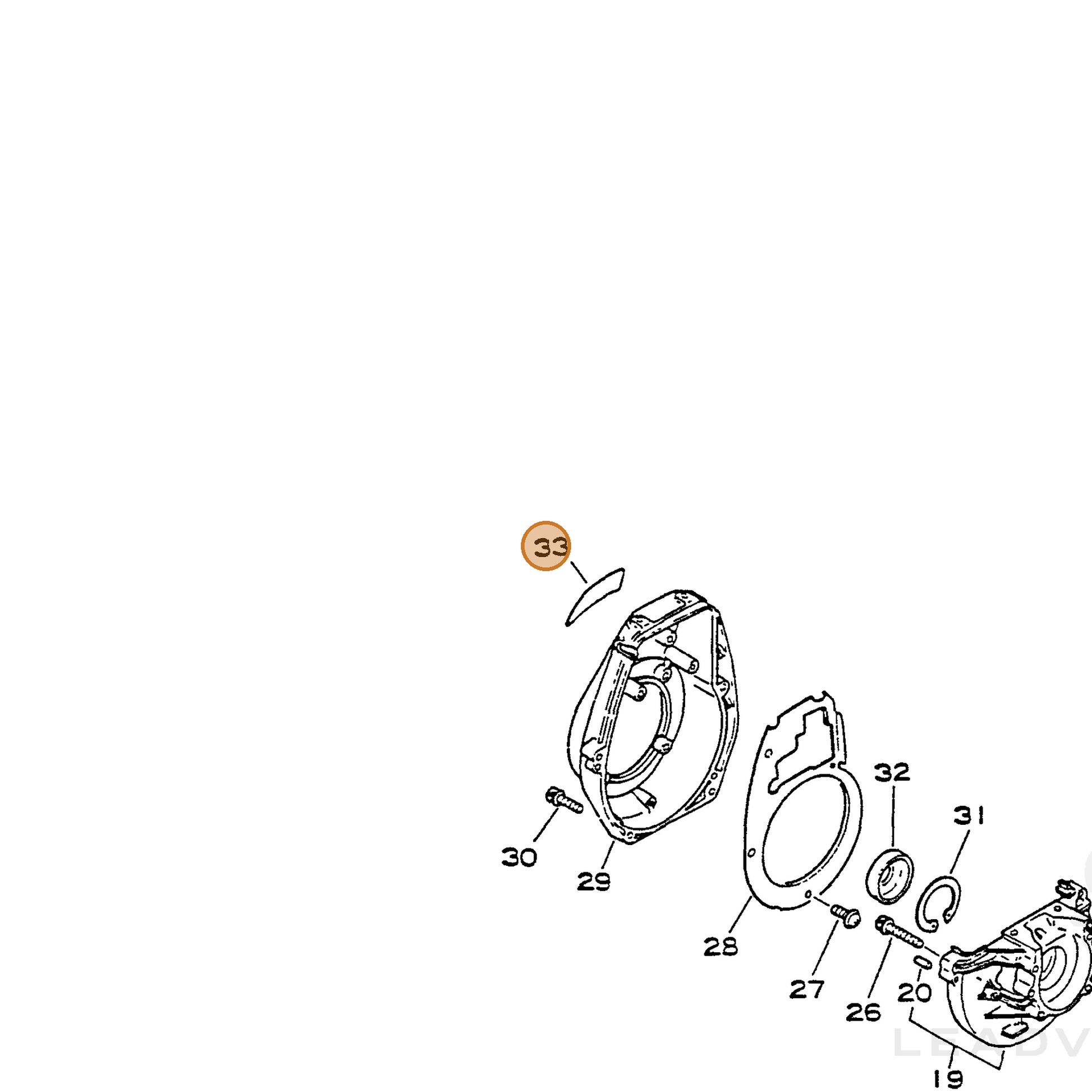 ECHO part 89013543130 — IPL diagram snippet (6x zoom, amber highlight)