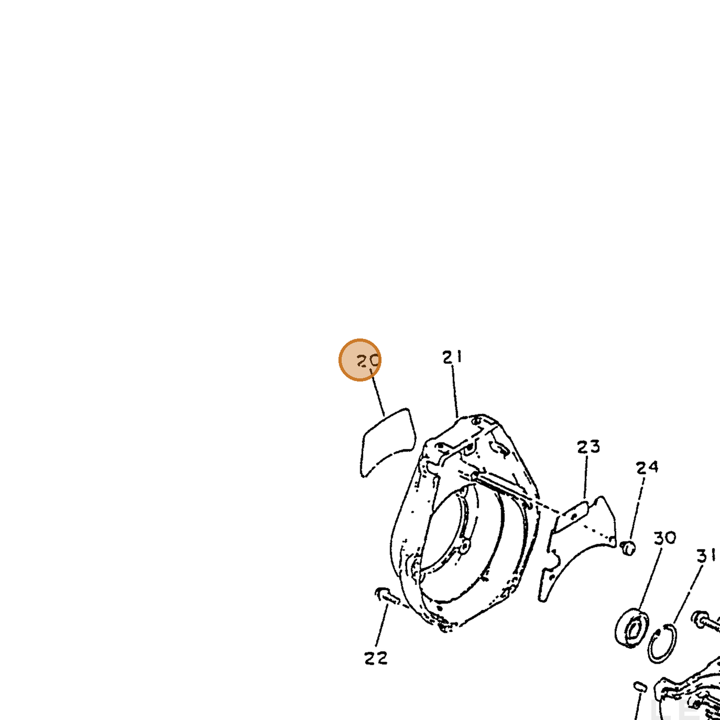 ECHO part 89013549130 — IPL diagram snippet (6x zoom, amber highlight)
