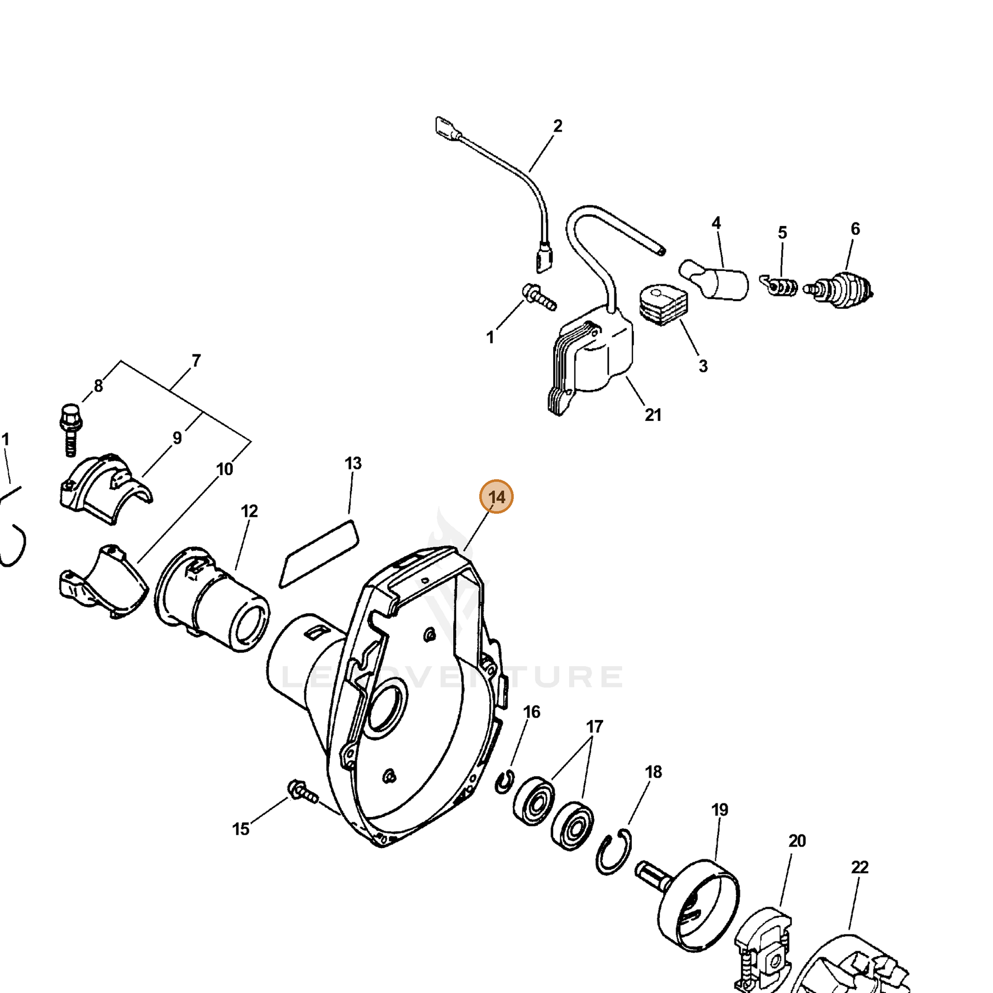 ECHO part 89013552130 — IPL diagram snippet (6x zoom, amber highlight)