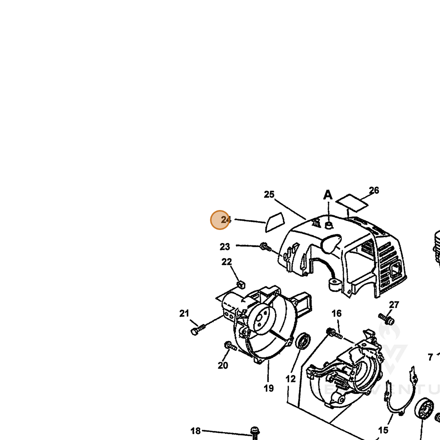 ECHO part 89014012921 — IPL diagram snippet (6x zoom, amber highlight)