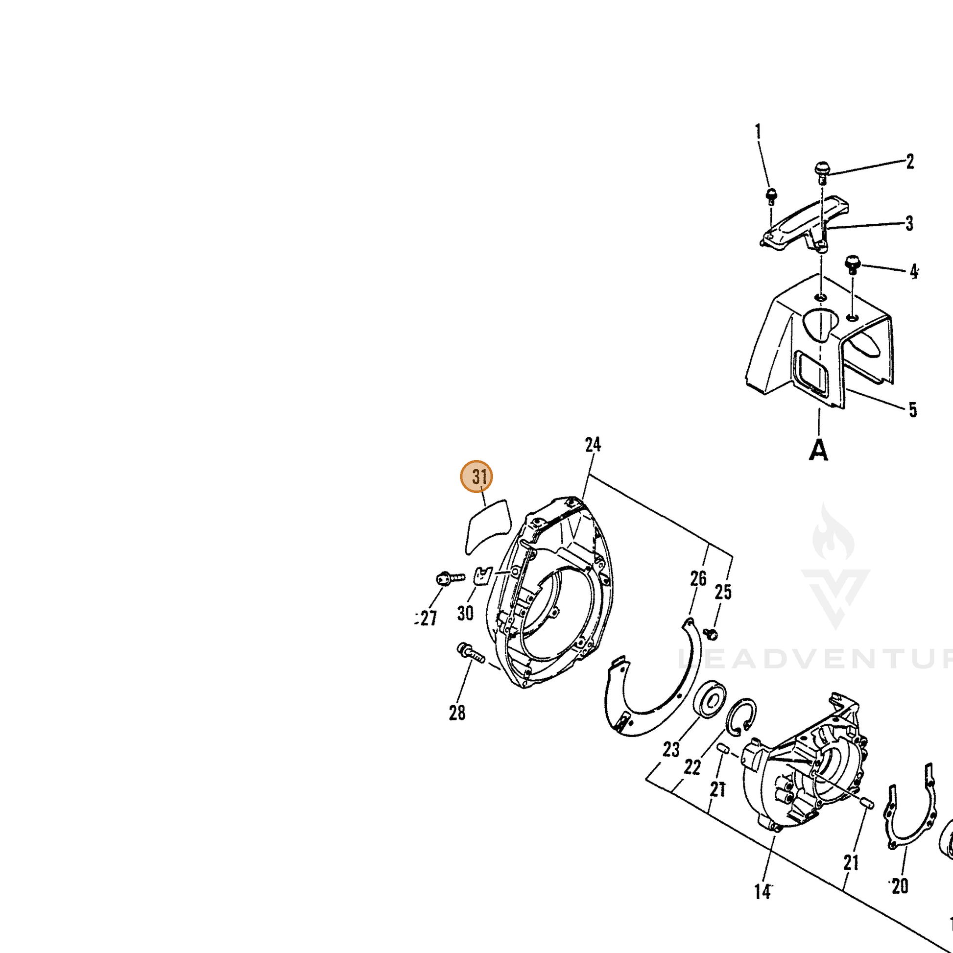 ECHO part 89014041030 — IPL diagram snippet (6x zoom, amber highlight)