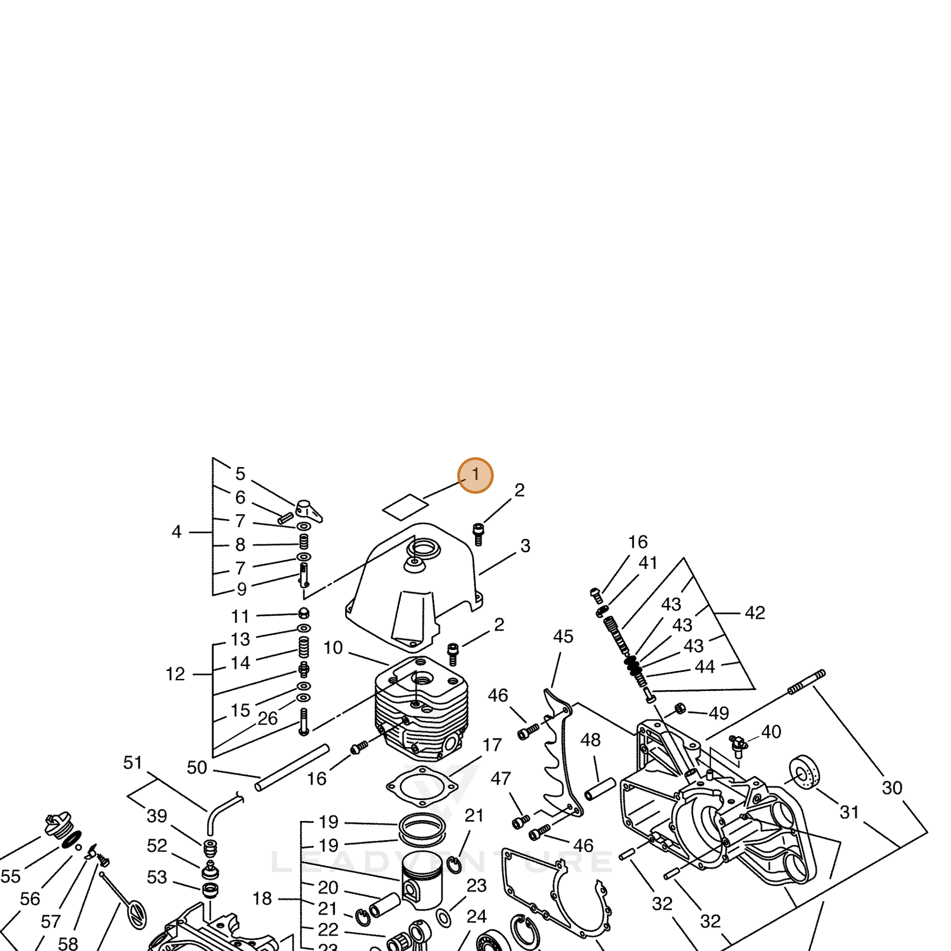 ECHO part 89014916430 — IPL diagram snippet (6x zoom, amber highlight)