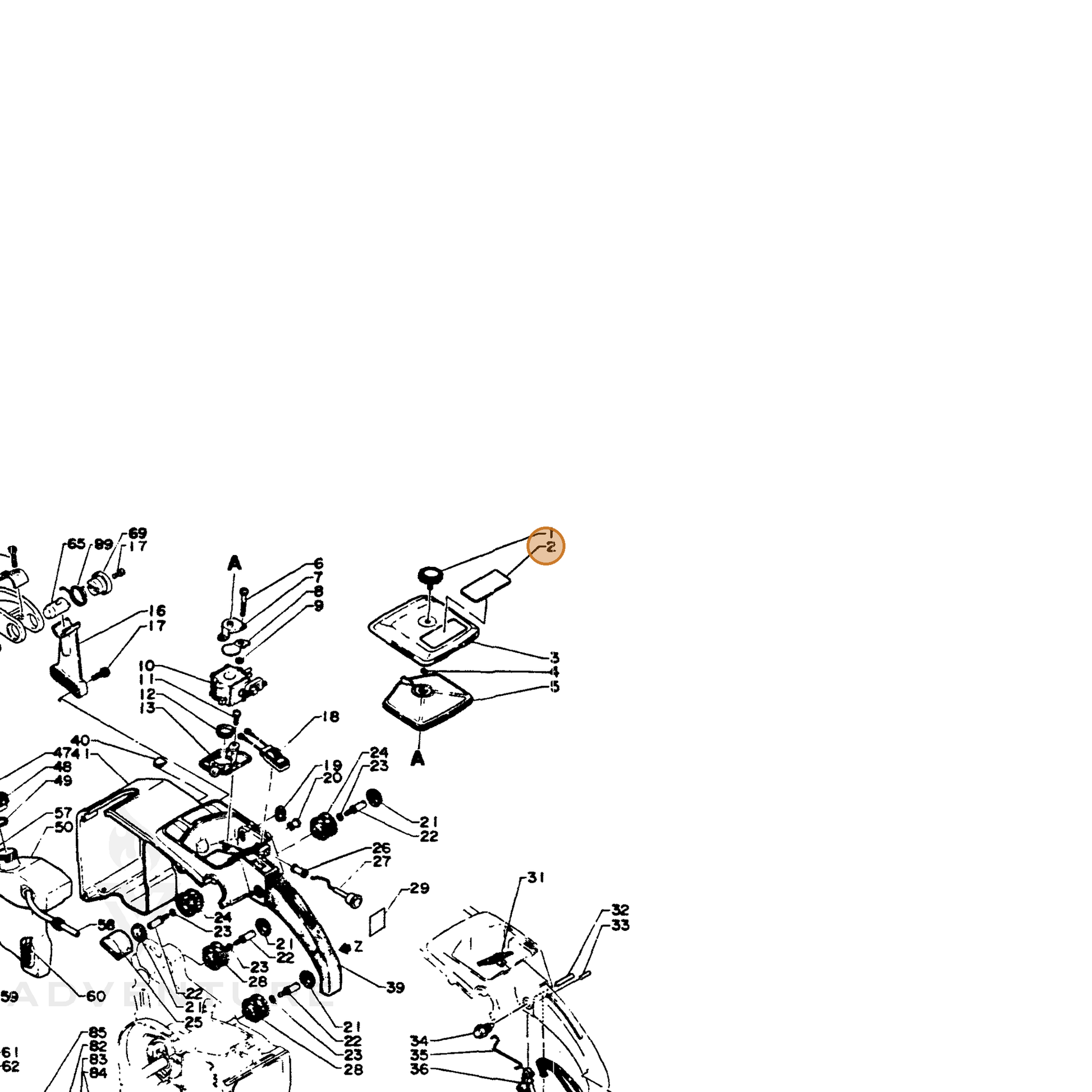 ECHO part 89015114531 — IPL diagram snippet (6x zoom, amber highlight)
