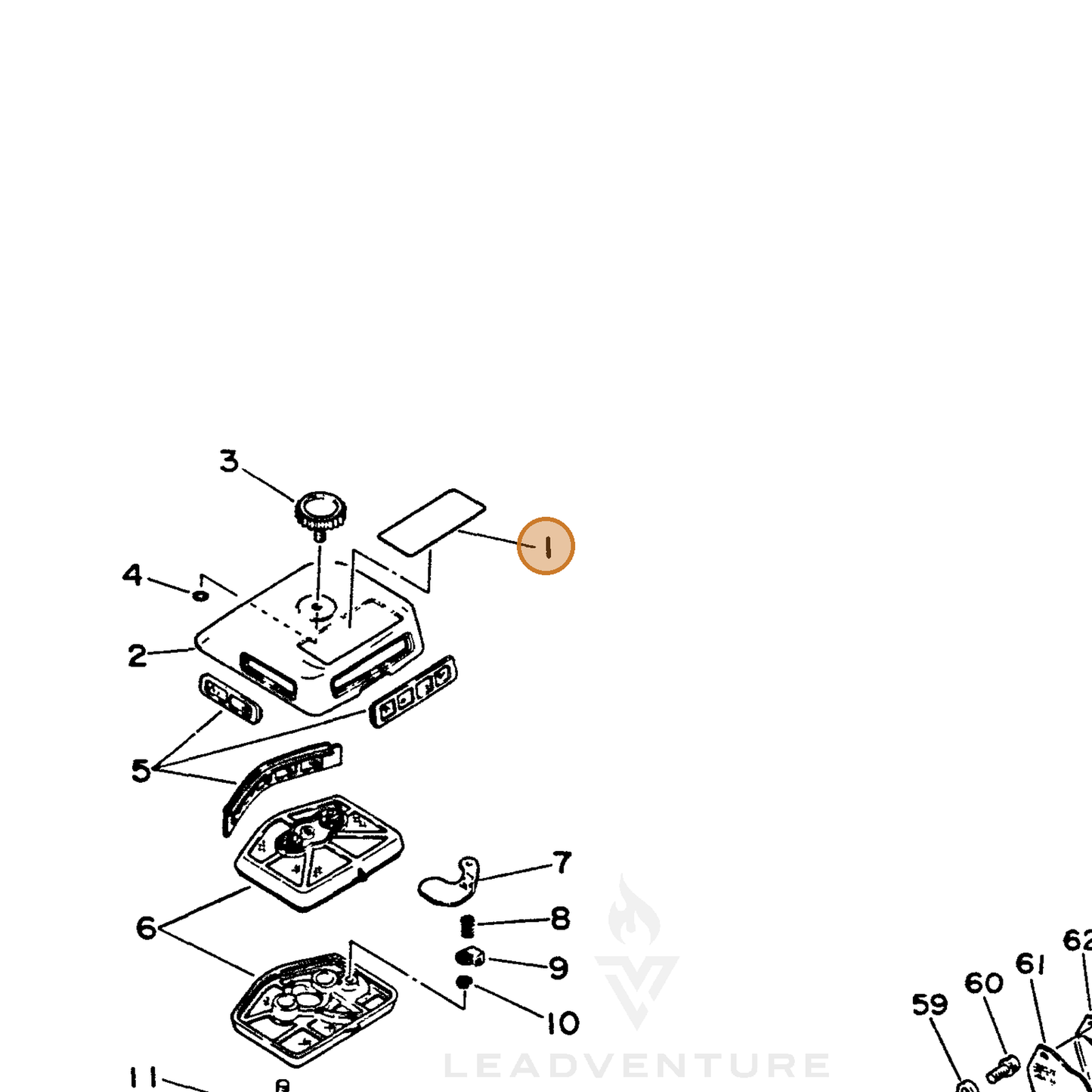 ECHO part 89015117832 — IPL diagram snippet (6x zoom, amber highlight)