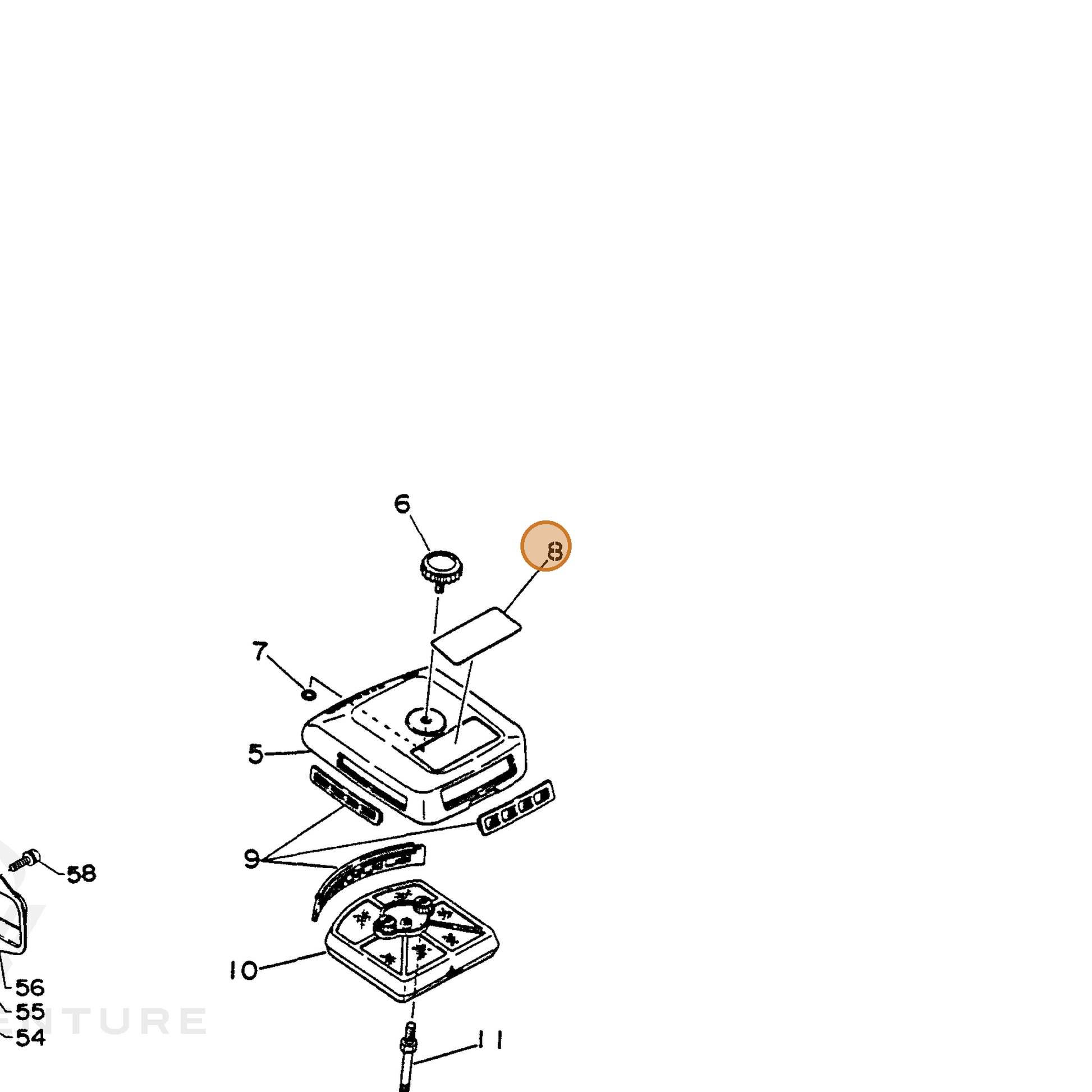 ECHO part 89015118432 — IPL diagram snippet (6x zoom, amber highlight)