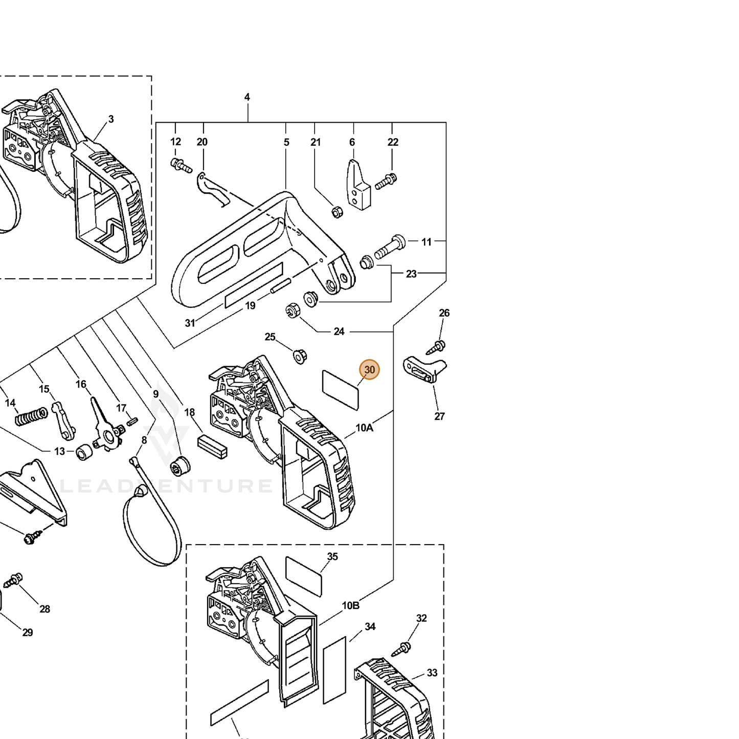 ECHO part 89015139530 — IPL diagram snippet (6x zoom, amber highlight)