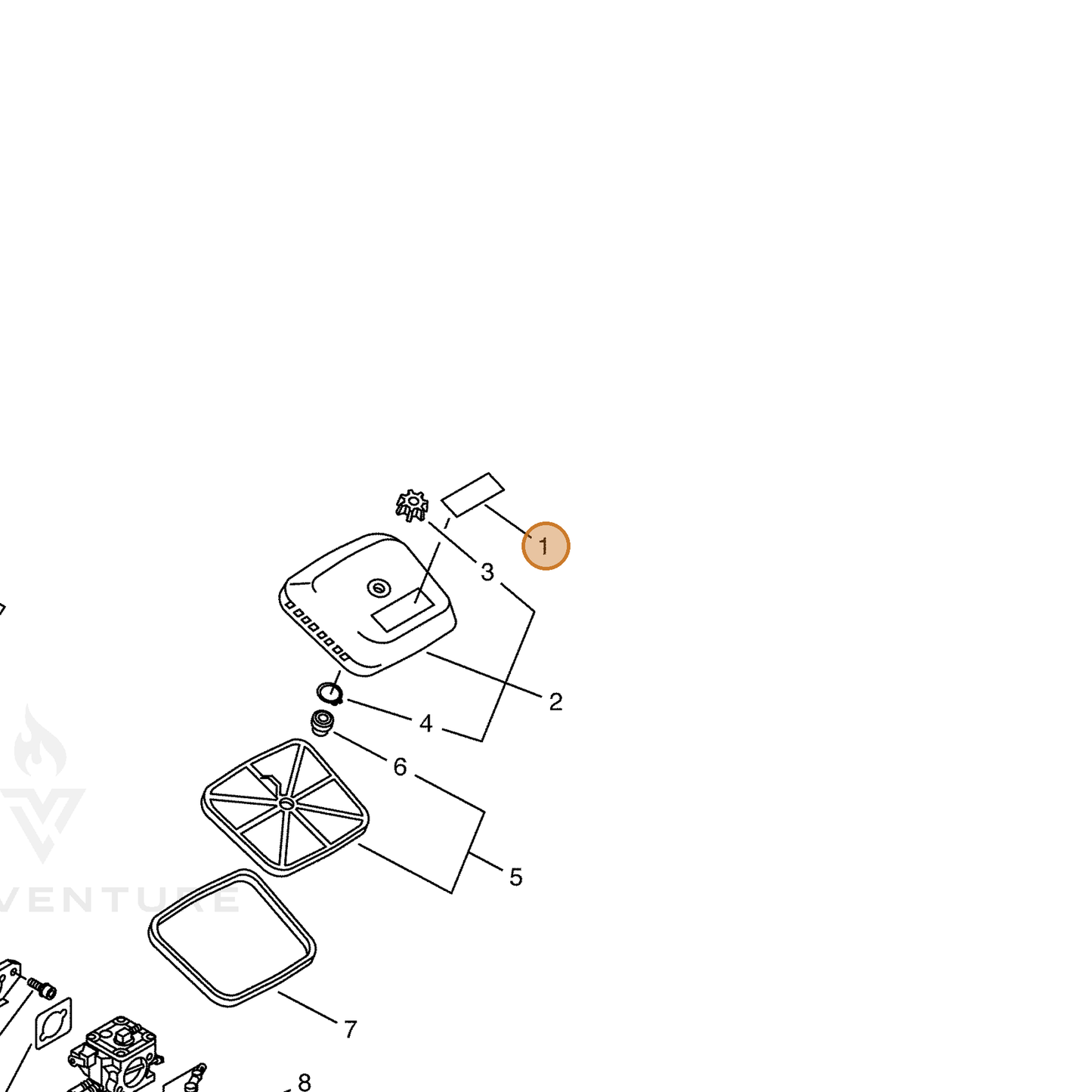 ECHO part 89015160730 — IPL diagram snippet (6x zoom, amber highlight)
