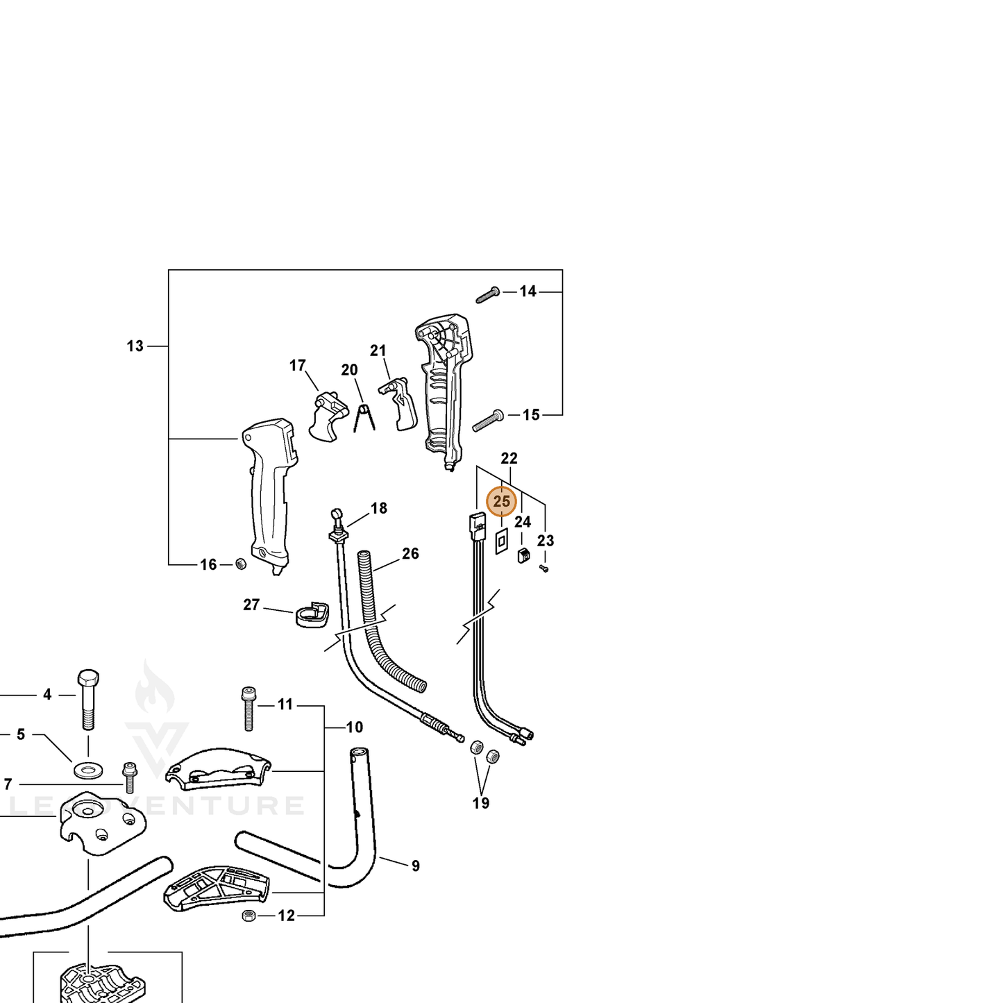 ECHO part 89015712330 — IPL diagram snippet (6x zoom, amber highlight)