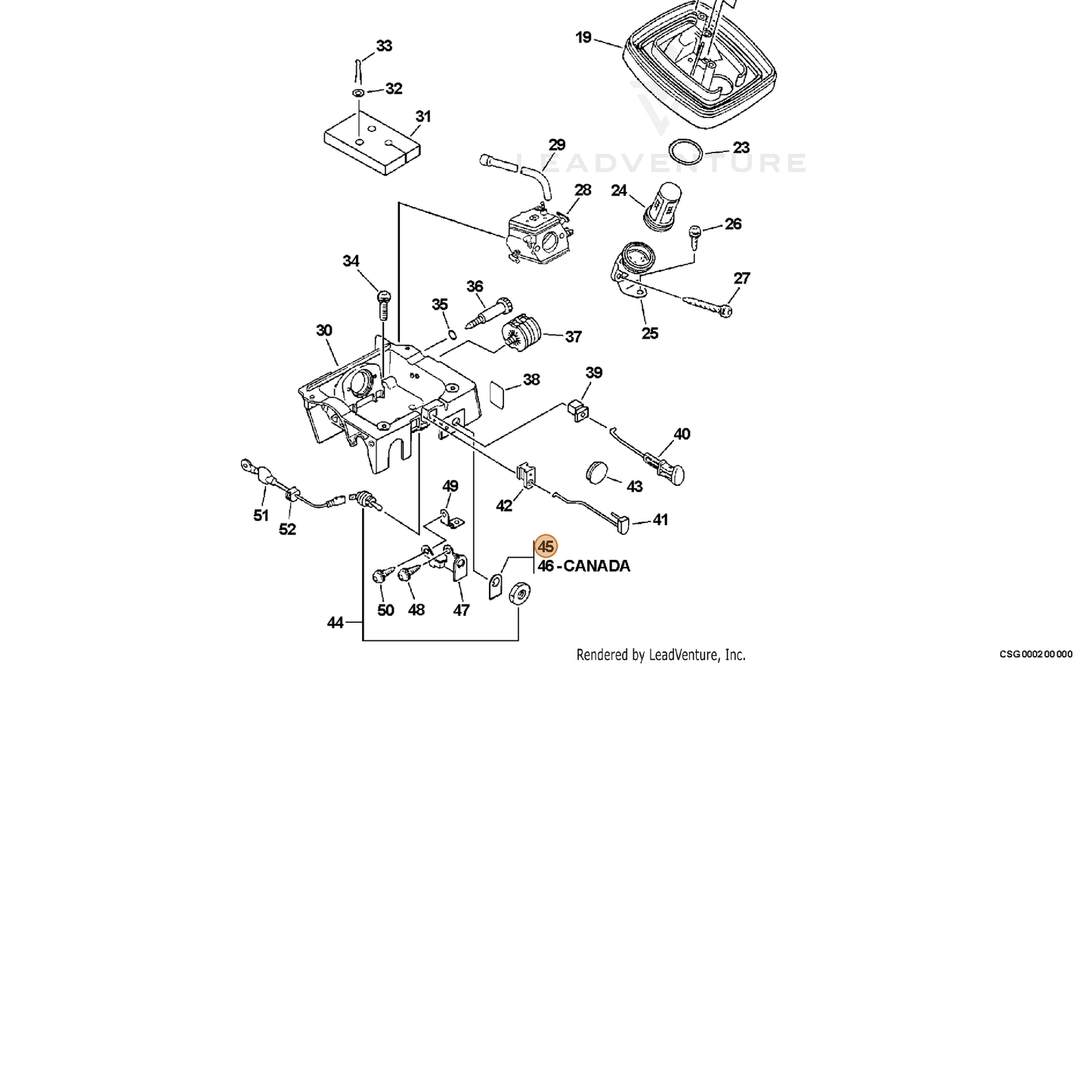 ECHO part 89015730130 — IPL diagram snippet (6x zoom, amber highlight)
