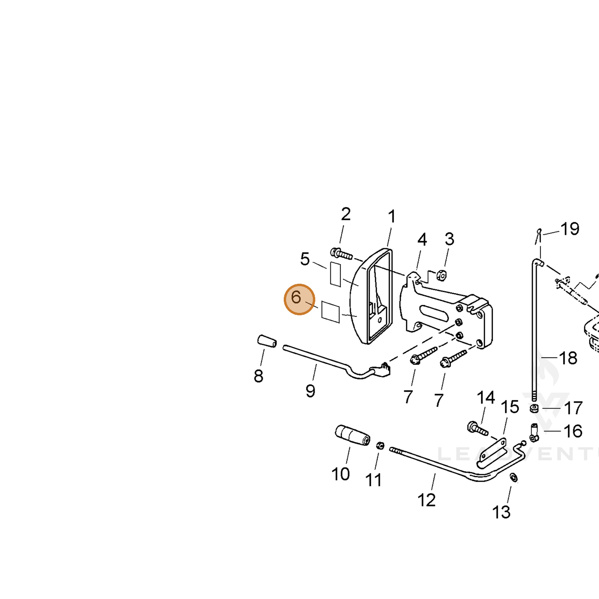 ECHO part 89015739131 — IPL diagram snippet (6x zoom, amber highlight)