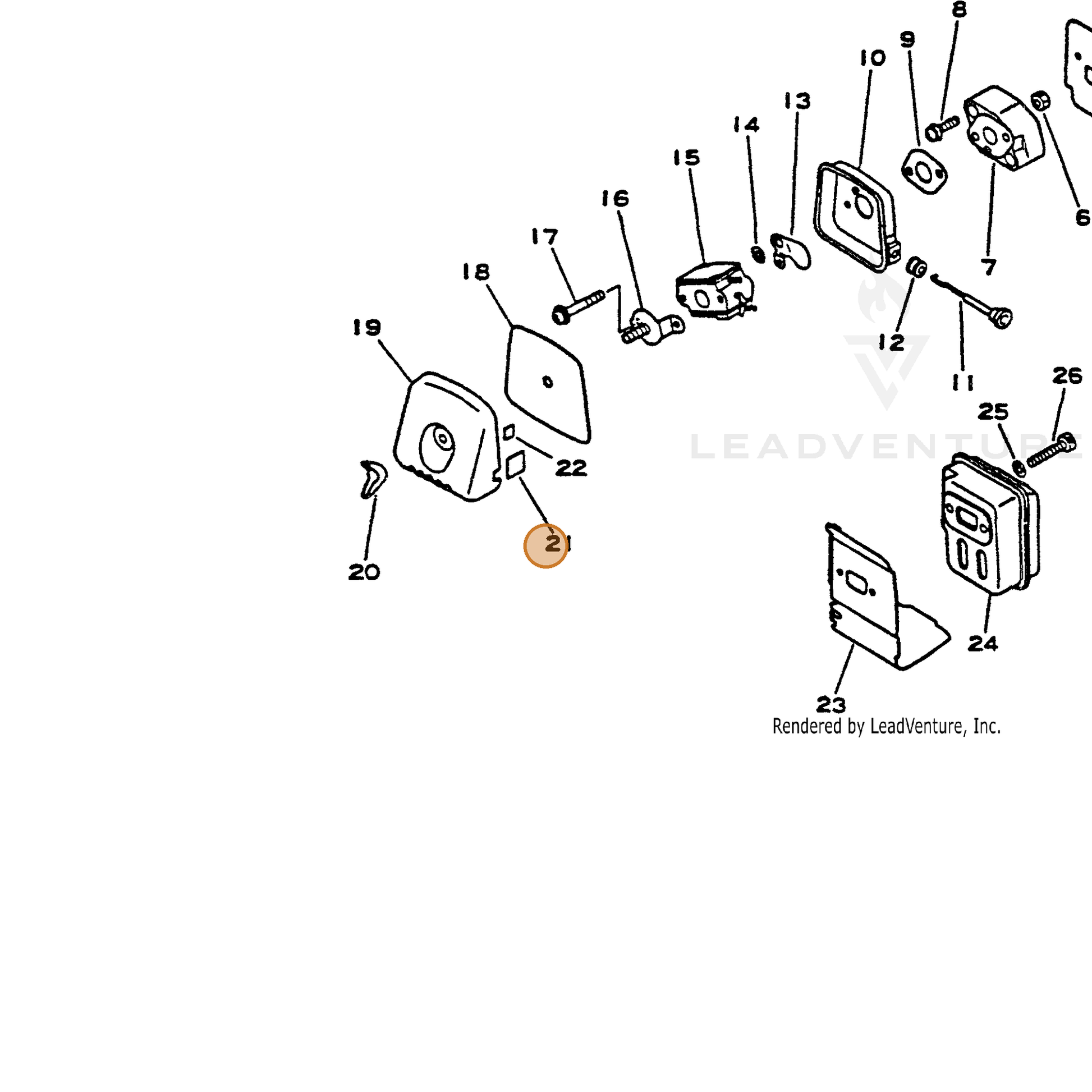 ECHO part 89015806230 — IPL diagram snippet (6x zoom, amber highlight)
