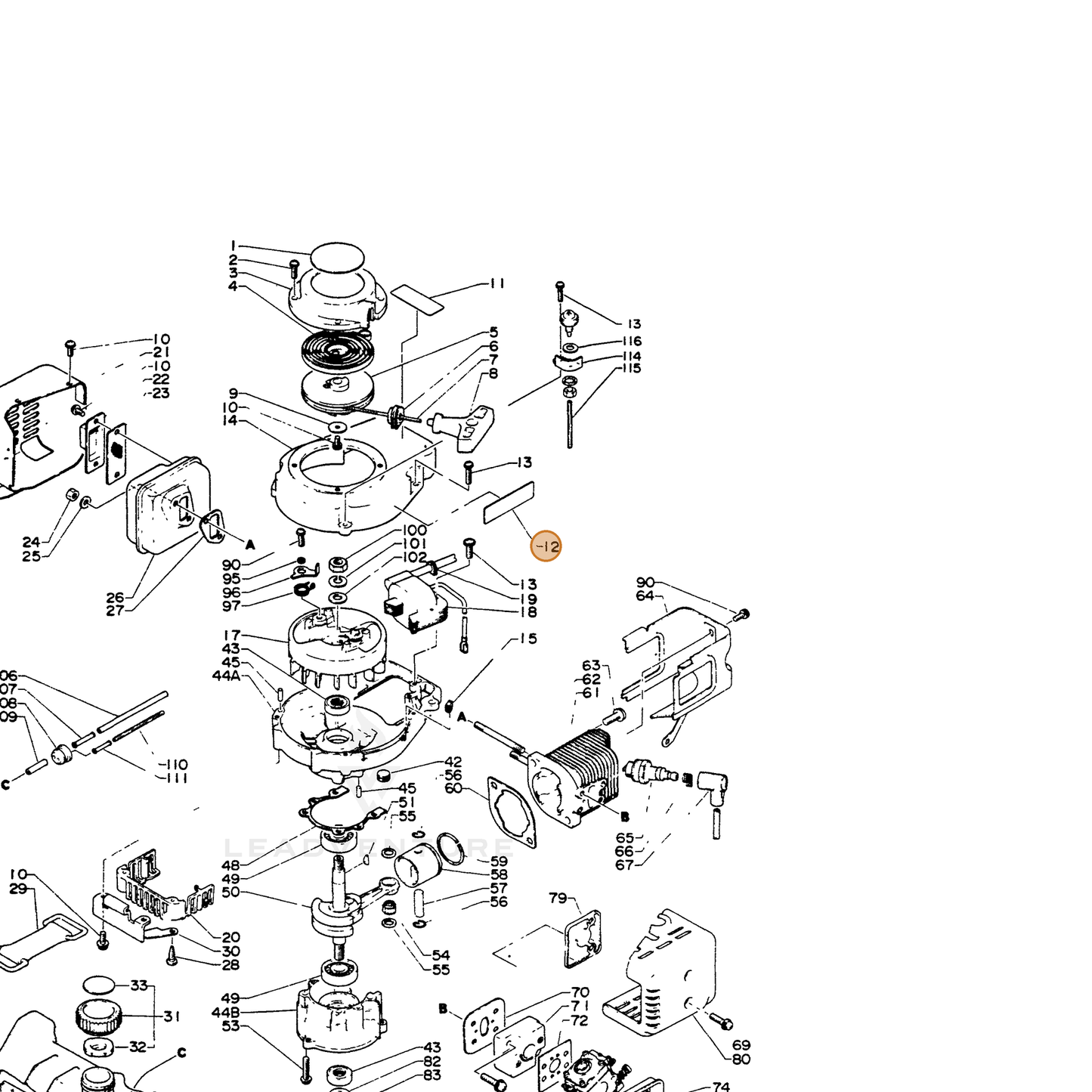ECHO part 89016002960 — IPL diagram snippet (6x zoom, amber highlight)