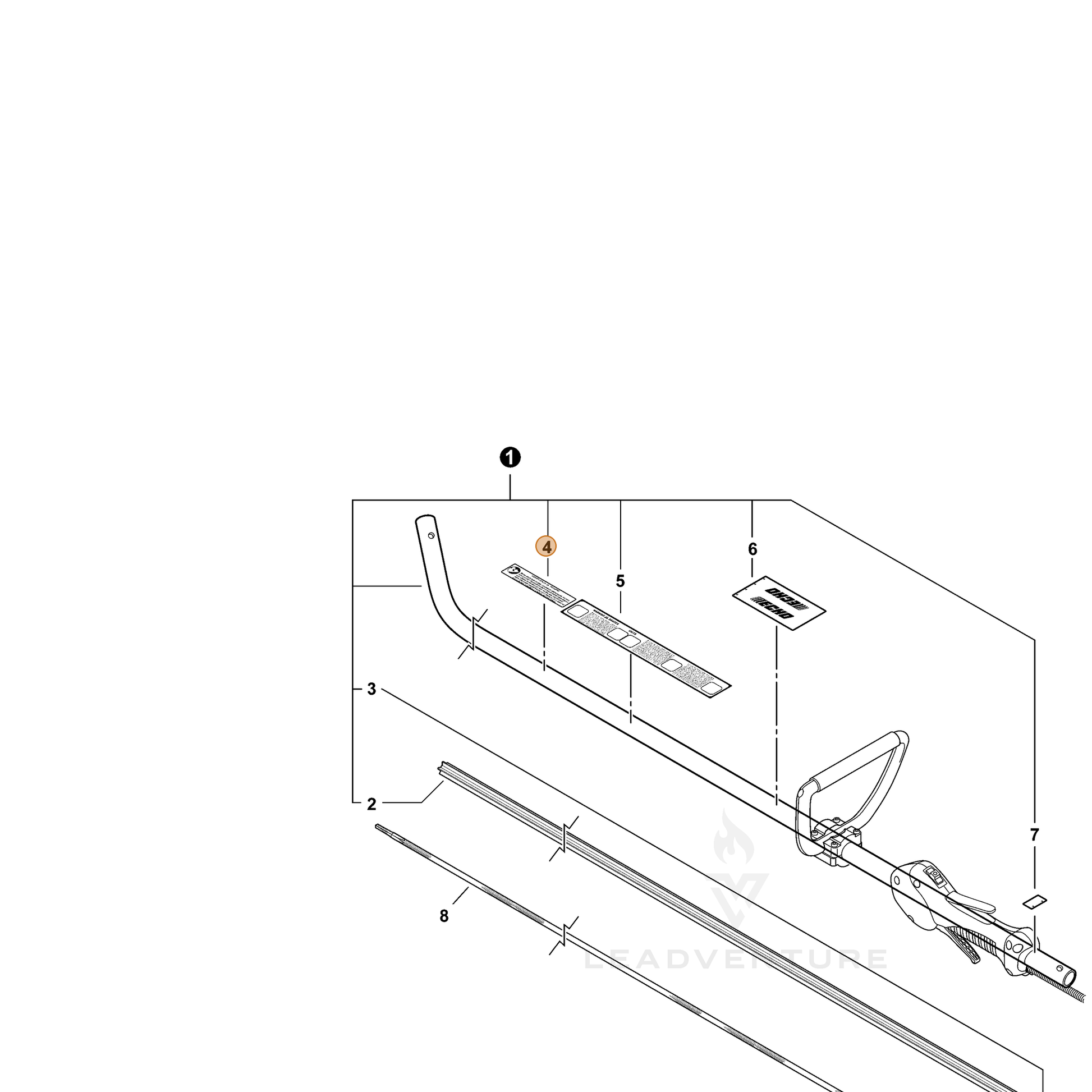 ECHO part 89016052631 — IPL diagram snippet (6x zoom, amber highlight)