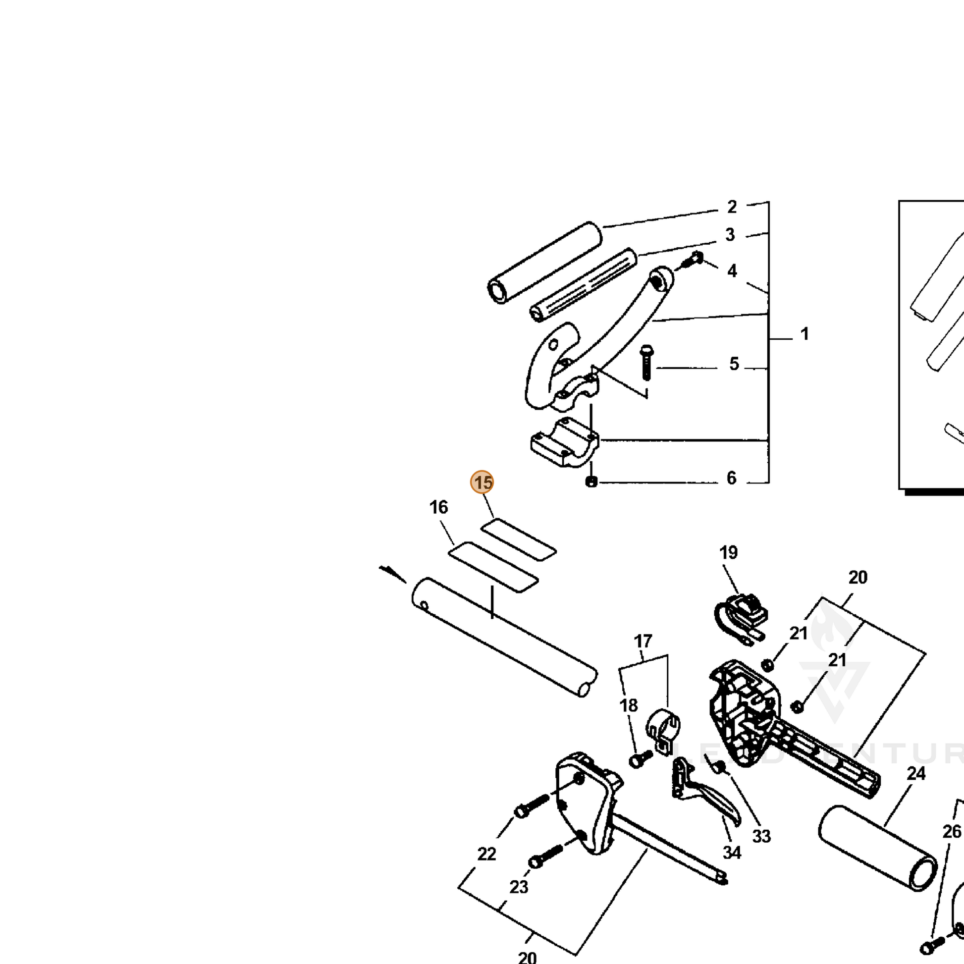 ECHO part 89016054130 — IPL diagram snippet (6x zoom, amber highlight)