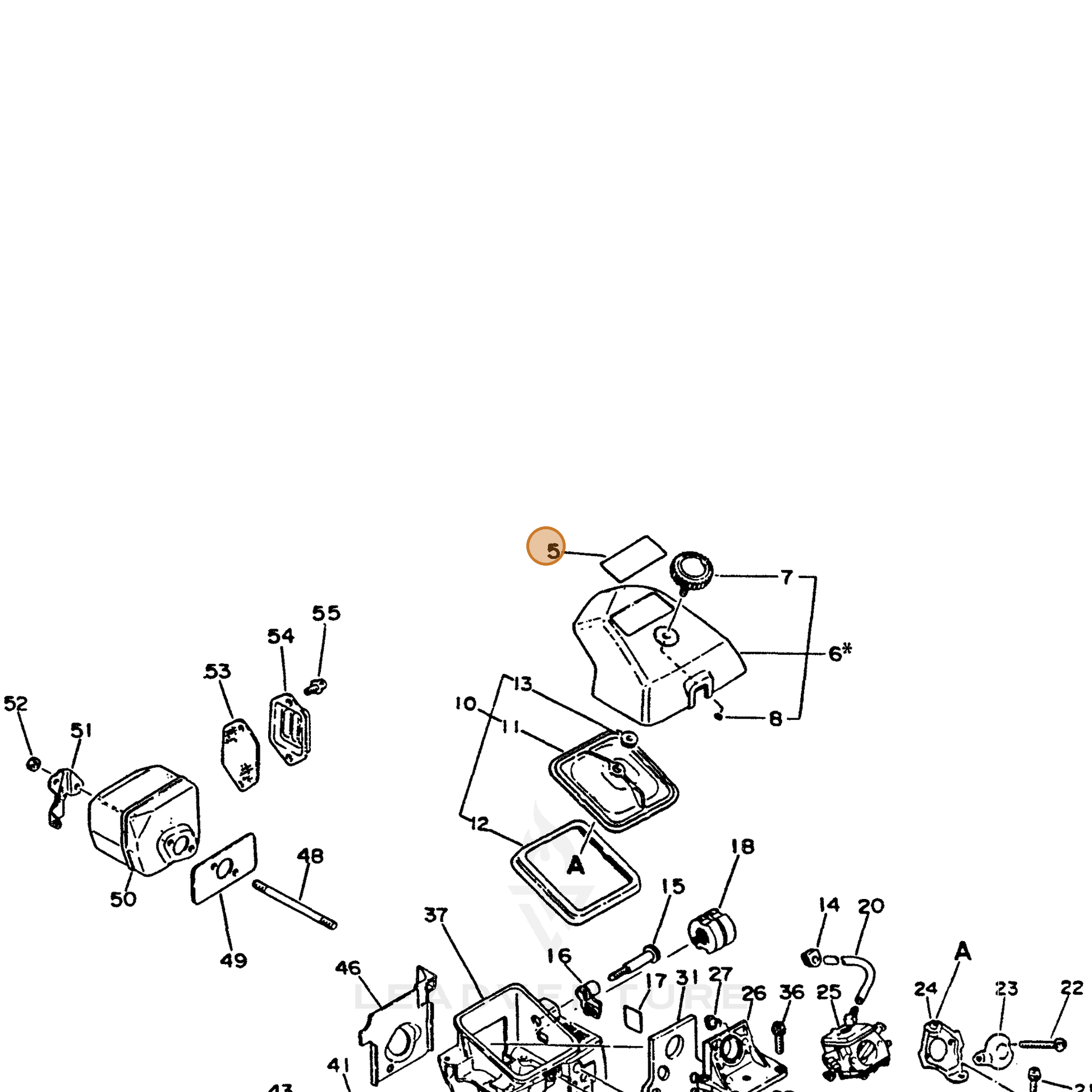 ECHO part 89016130130 — IPL diagram snippet (6x zoom, amber highlight)