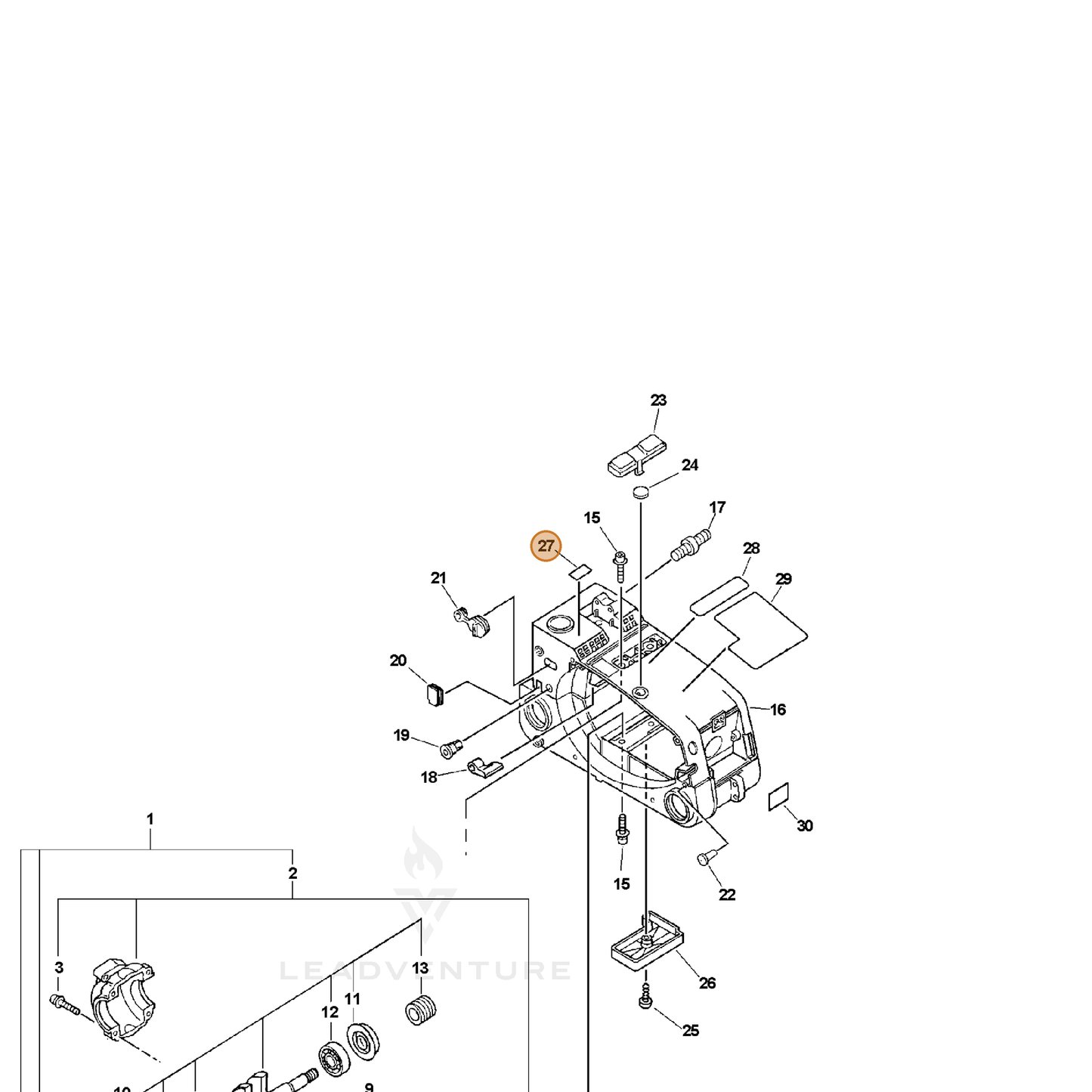 ECHO part 89016739230 — IPL diagram snippet (6x zoom, amber highlight)
