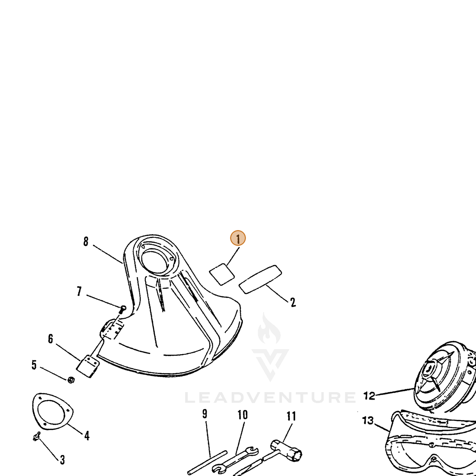 ECHO part 89016844830 — IPL diagram snippet (6x zoom, amber highlight)