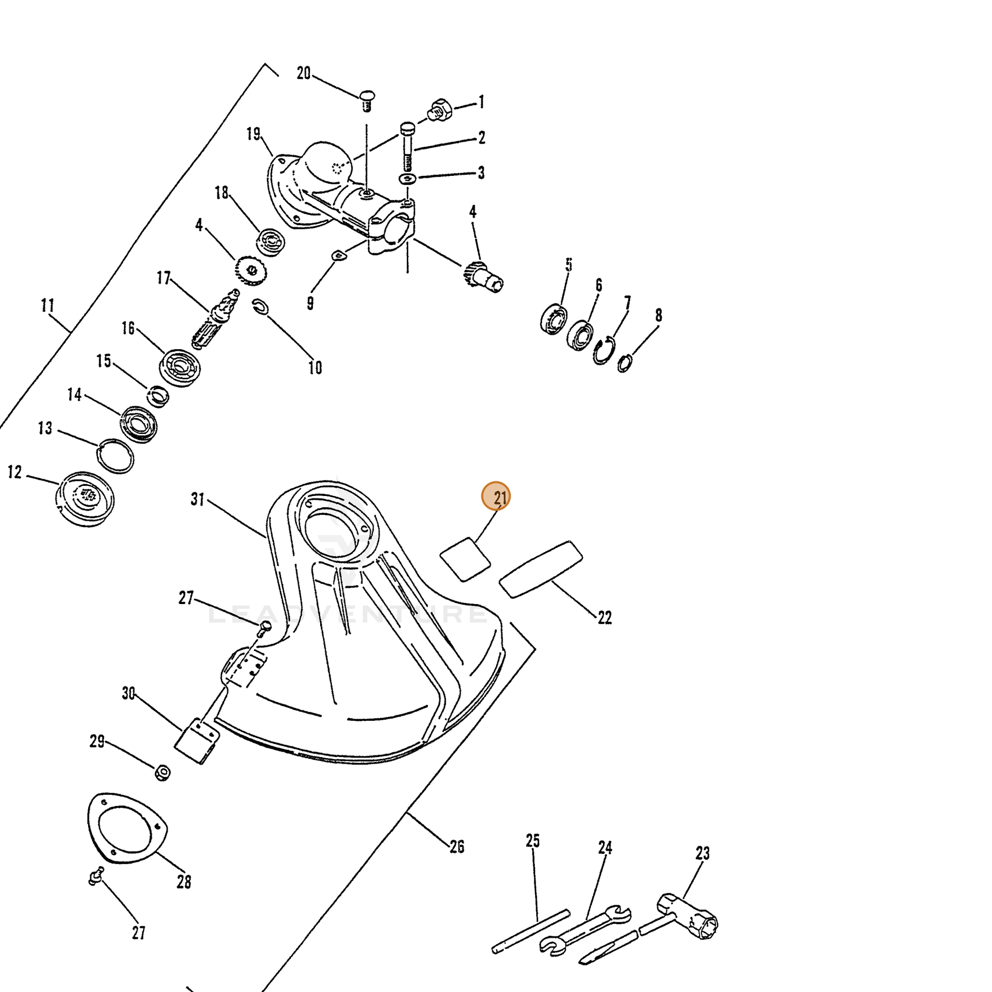 ECHO part 89016852230 — IPL diagram snippet (6x zoom, amber highlight)