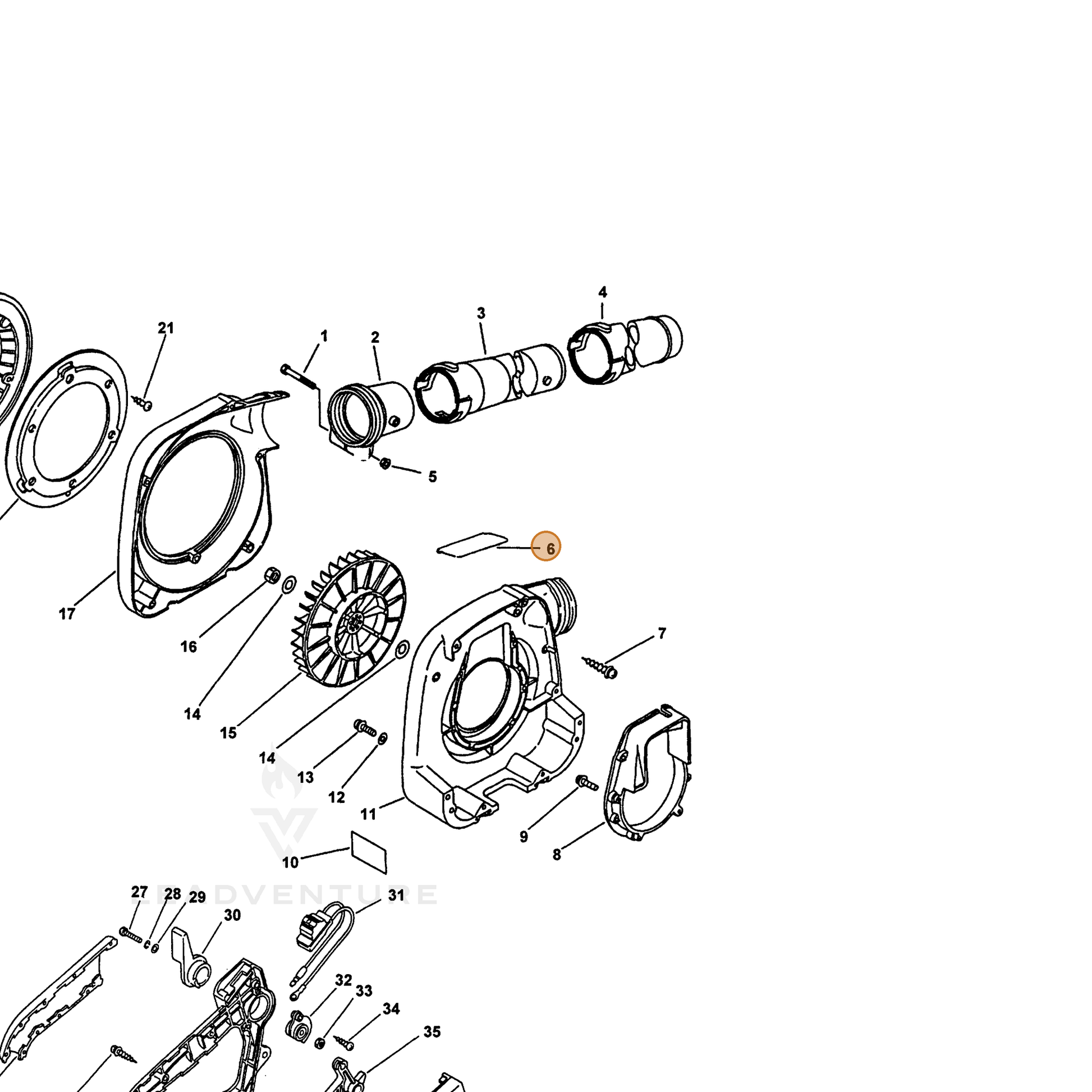 ECHO part 89017609561 — IPL diagram snippet (6x zoom, amber highlight)