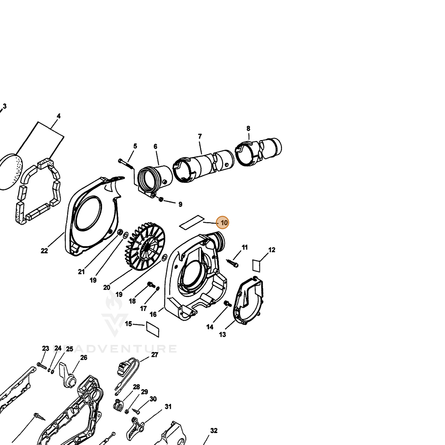 ECHO part 89017609660 — IPL diagram snippet (6x zoom, amber highlight)