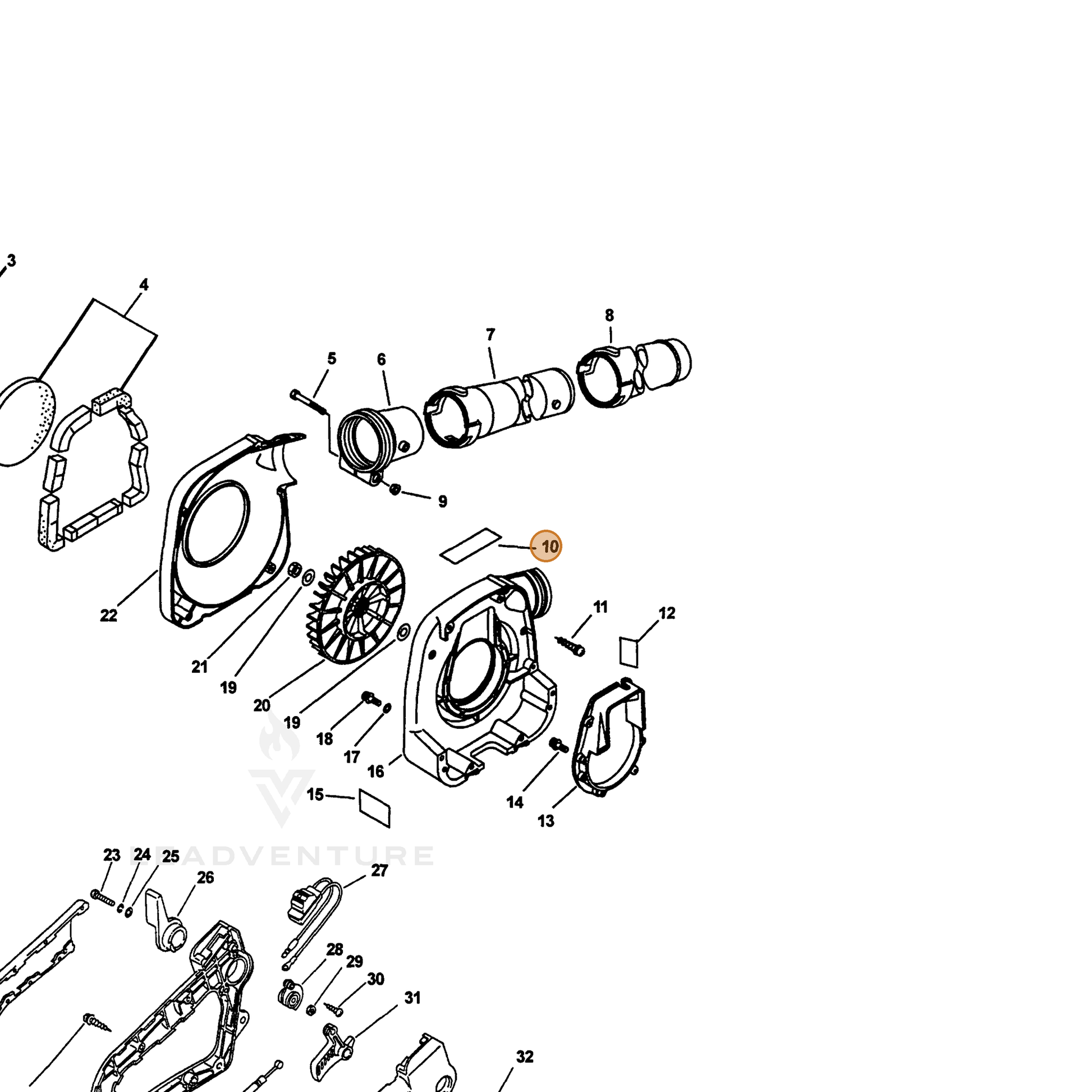 ECHO part 89017609660 — IPL diagram snippet (6x zoom, amber highlight)