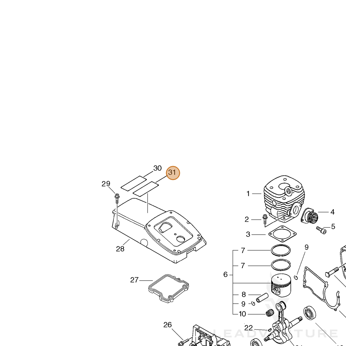 ECHO part 89017807060 — IPL diagram snippet (6x zoom, amber highlight)
