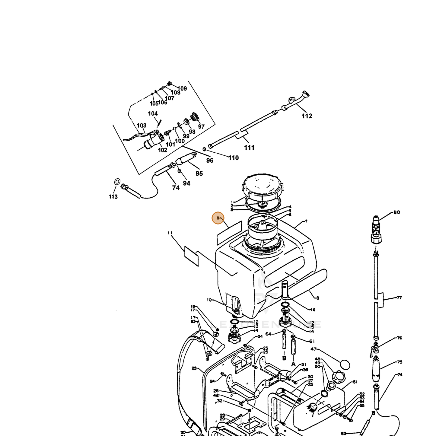 ECHO part 89017810610 — IPL diagram snippet (6x zoom, amber highlight)