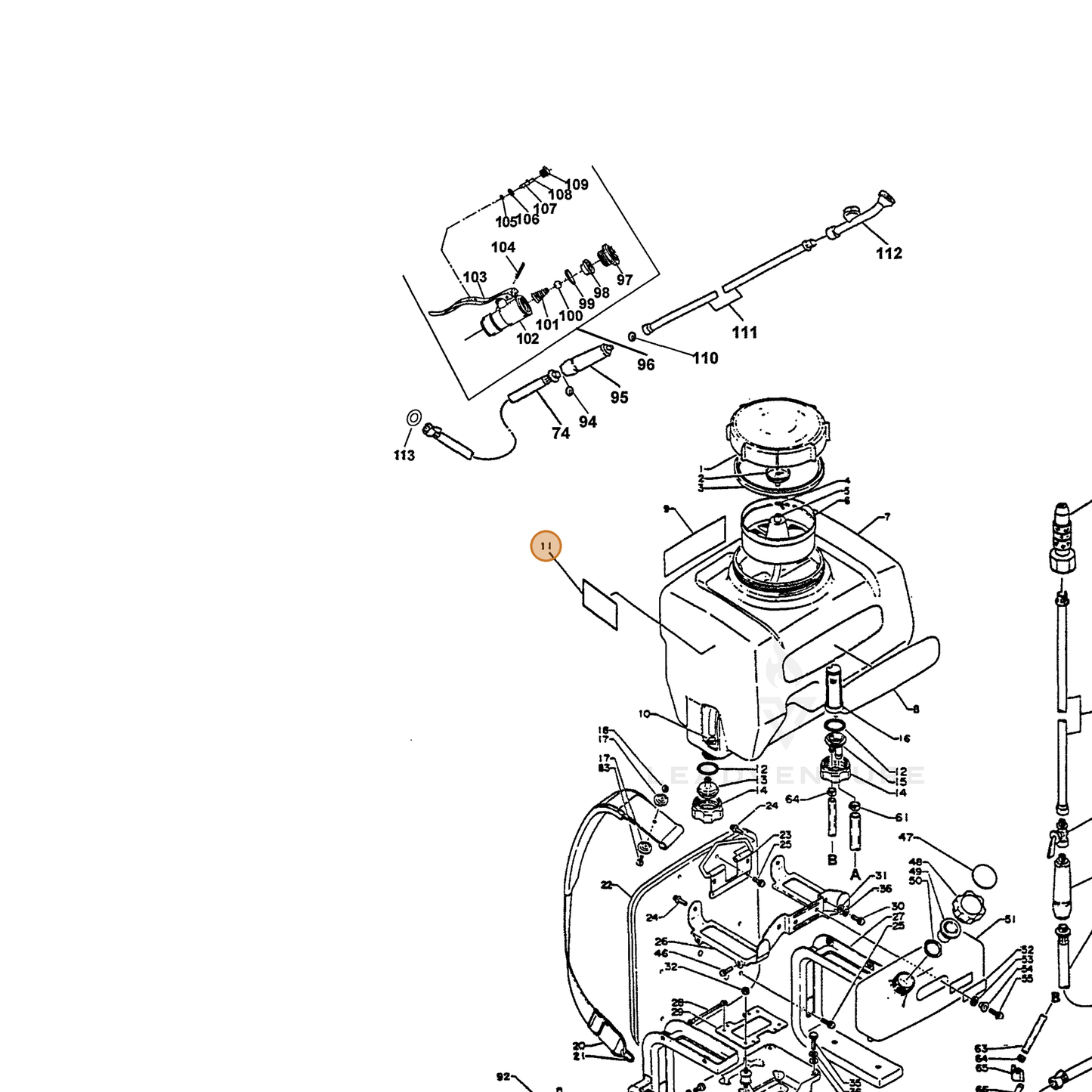ECHO part 89018410610 — IPL diagram snippet (6x zoom, amber highlight)
