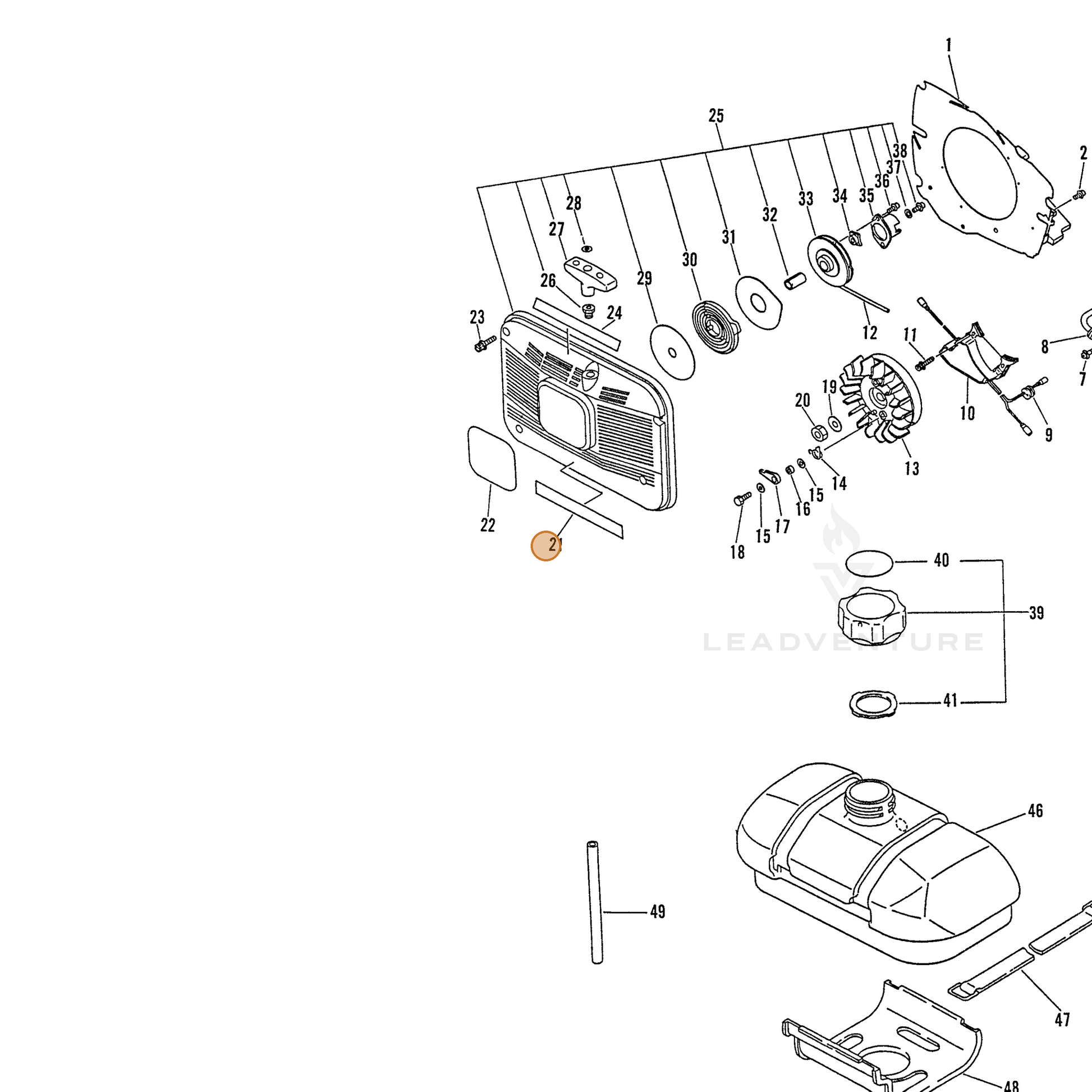 ECHO part 89018411960 — IPL diagram snippet (6x zoom, amber highlight)