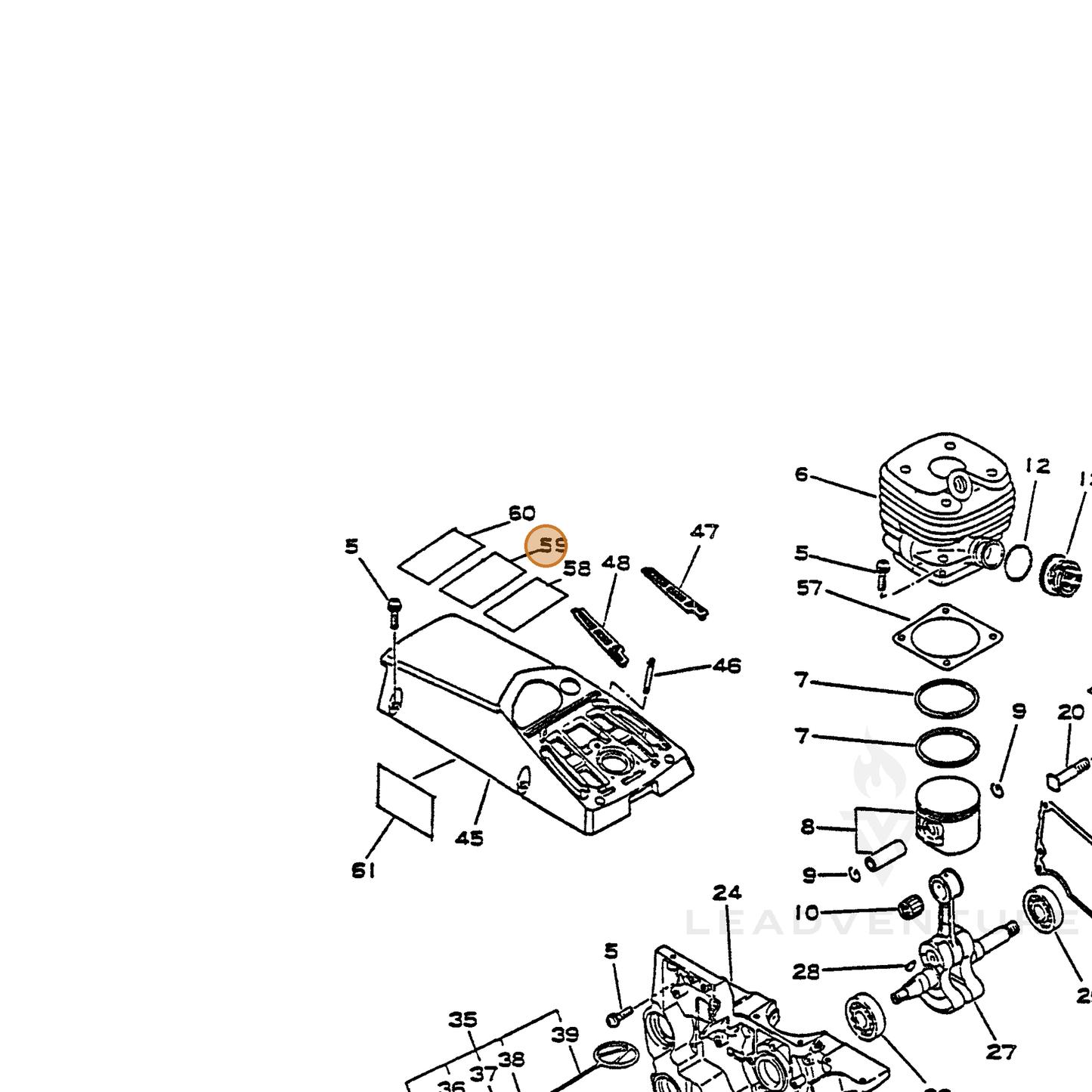 ECHO part 89019030130 — IPL diagram snippet (6x zoom, amber highlight)