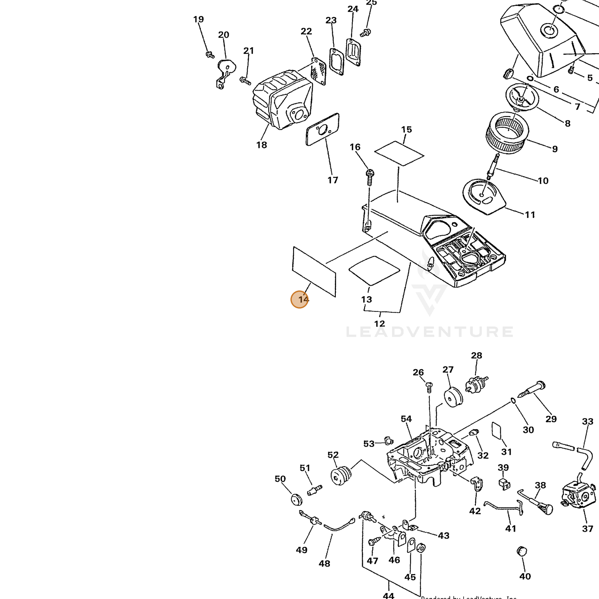 ECHO part 89019230134 — IPL diagram snippet (6x zoom, amber highlight)