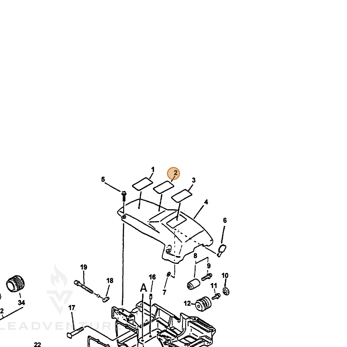 ECHO part 89019230135 — IPL diagram snippet (6x zoom, amber highlight)