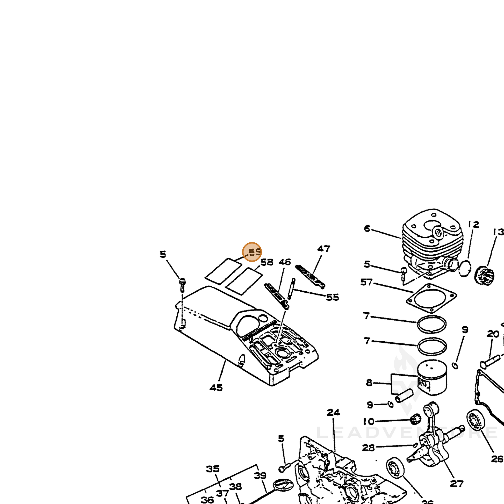 ECHO part 89019232531 — IPL diagram snippet (6x zoom, amber highlight)