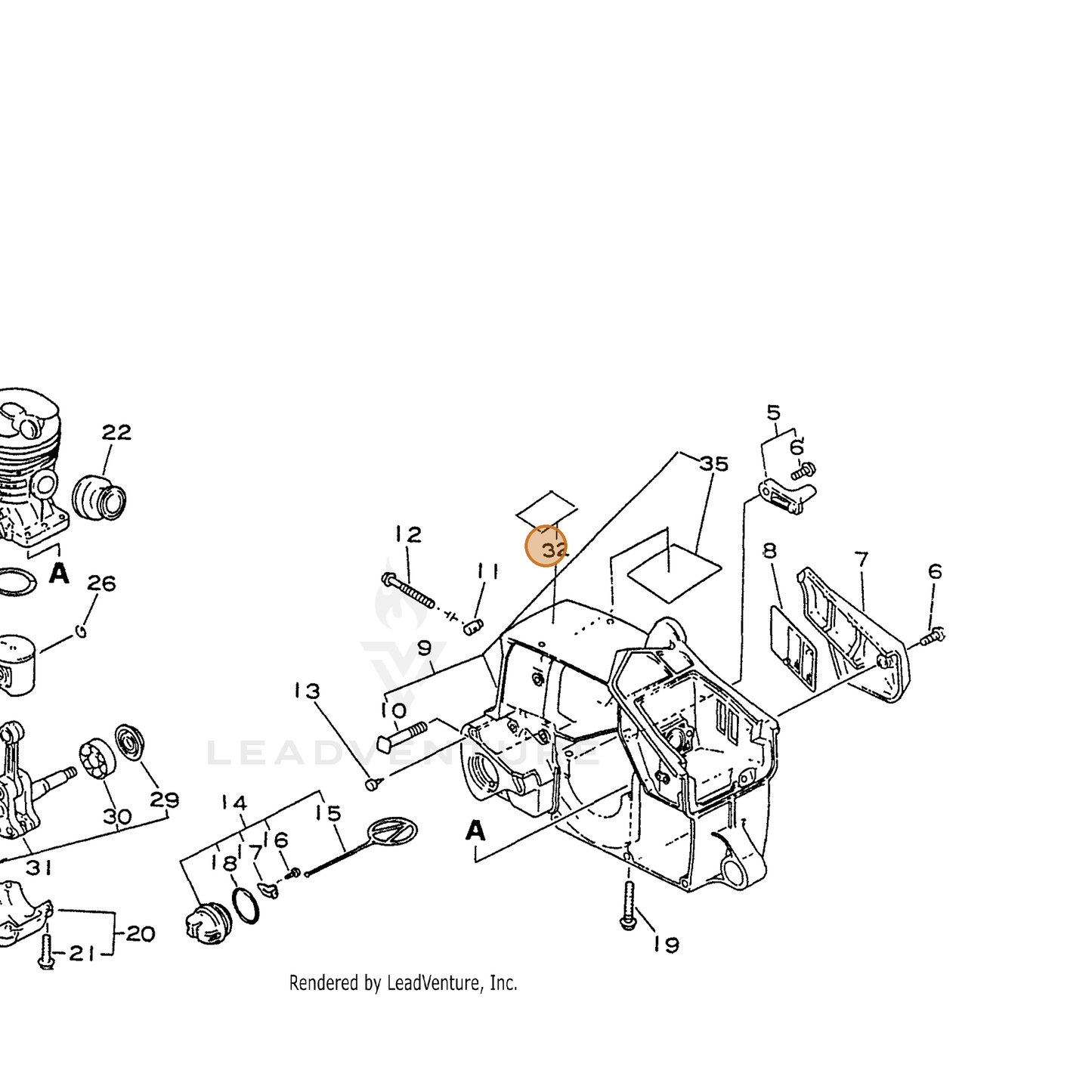 ECHO part 89019237330 — IPL diagram snippet (6x zoom, amber highlight)