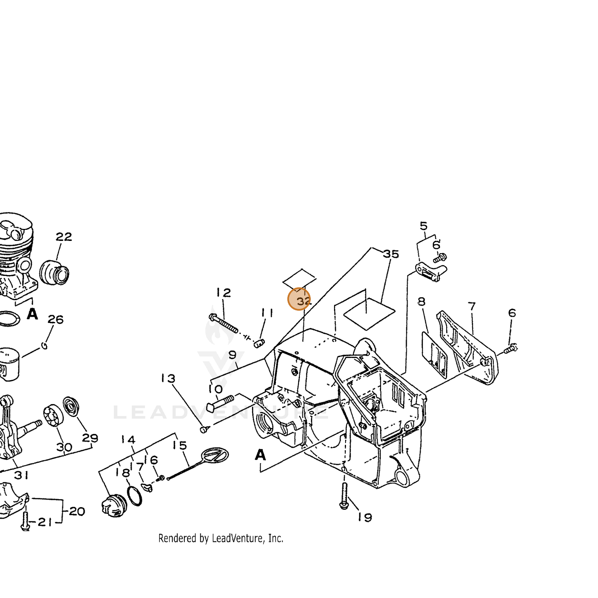 ECHO part 89019237330 — IPL diagram snippet (6x zoom, amber highlight)