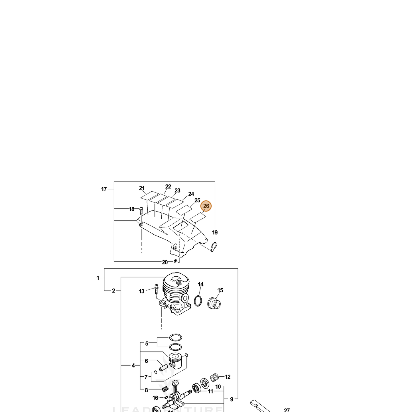 ECHO part 89031703932 — IPL diagram snippet (6x zoom, amber highlight)