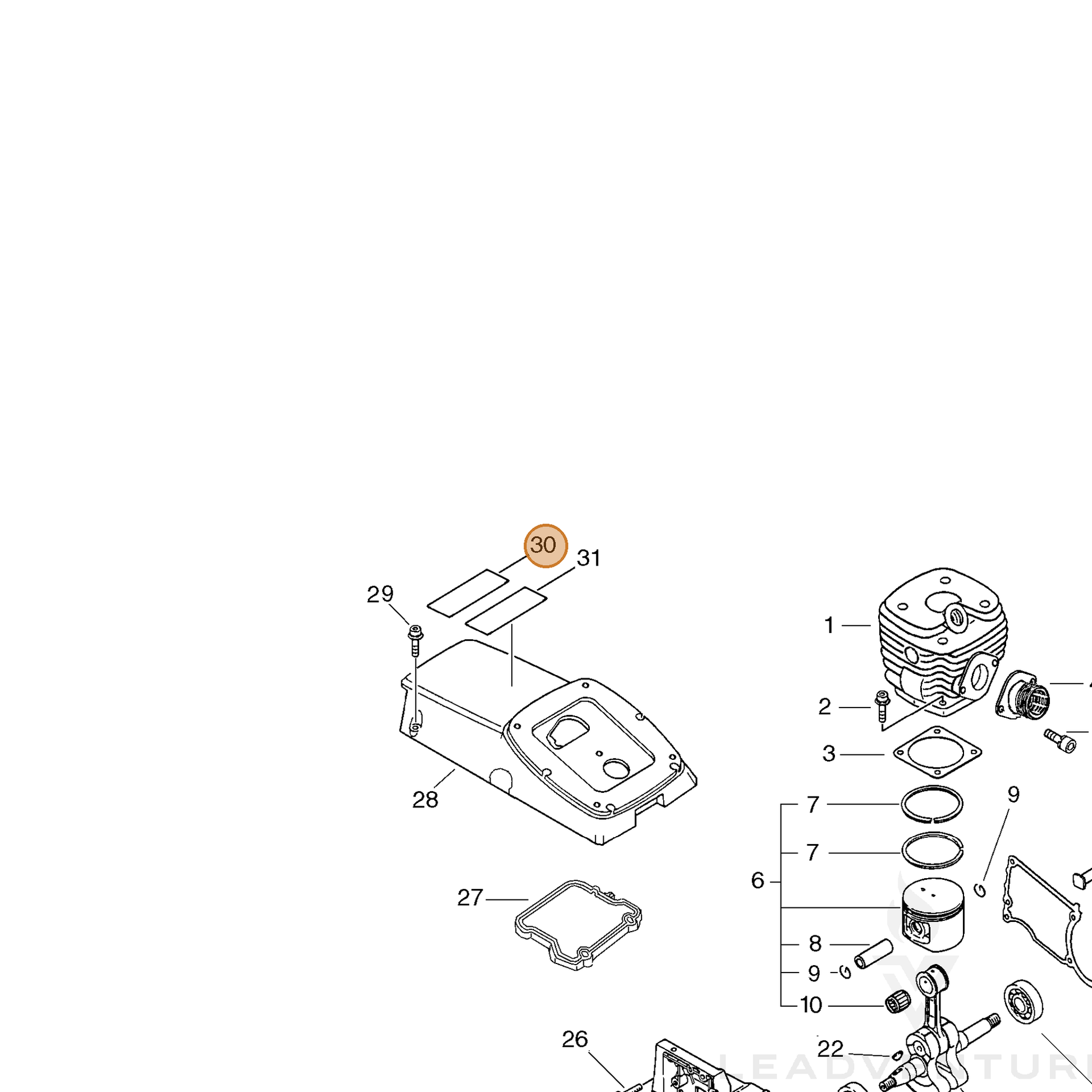 ECHO part 89031707060 — IPL diagram snippet (6x zoom, amber highlight)