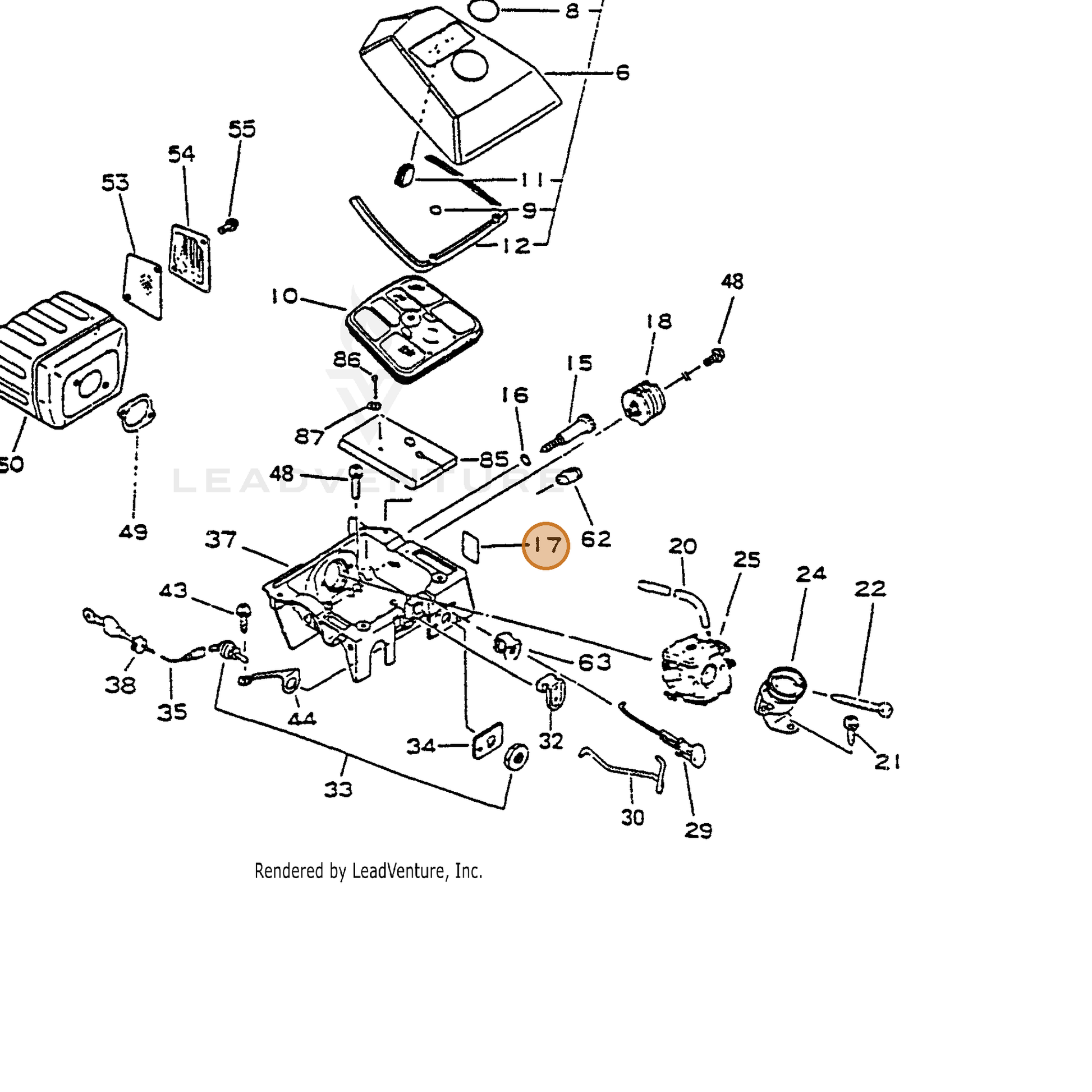 ECHO part 89032430130 — IPL diagram snippet (6x zoom, amber highlight)