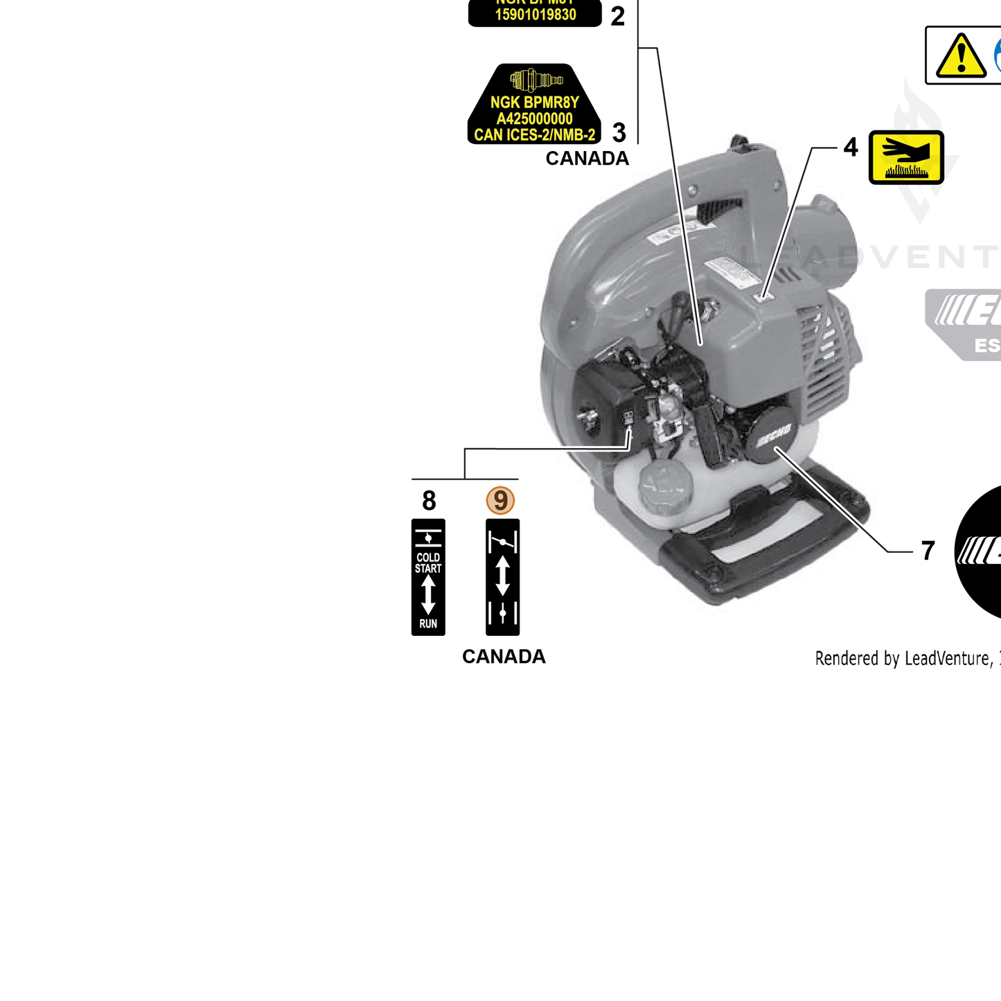 ECHO part 89033252730 — IPL diagram snippet (6x zoom, amber highlight)