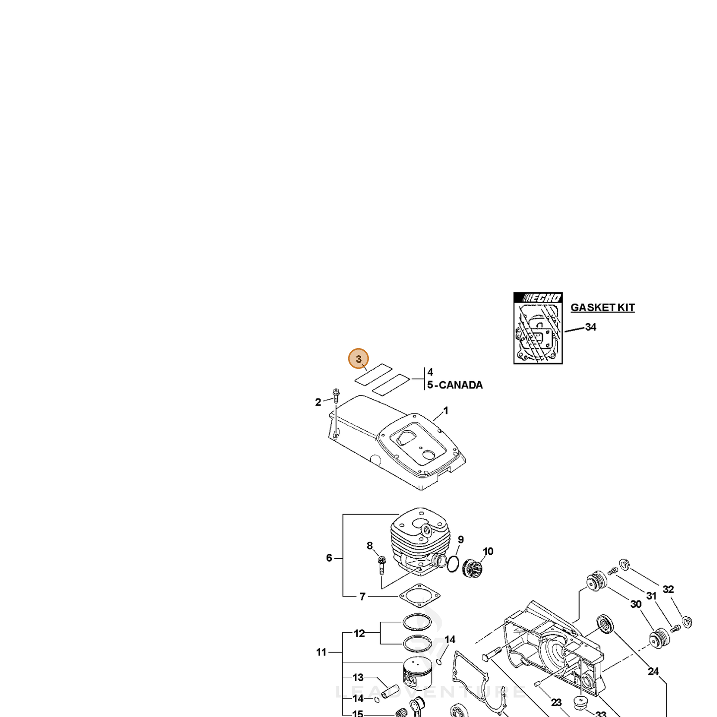 ECHO part 89034407060 — IPL diagram snippet (6x zoom, amber highlight)