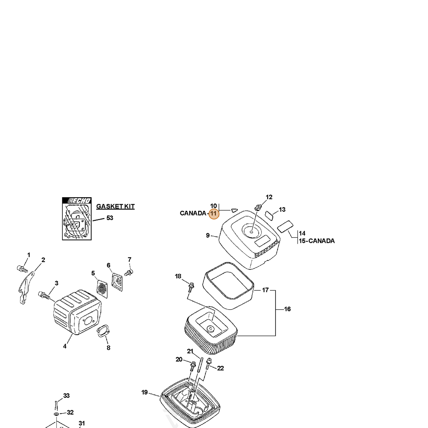 ECHO part 89035507060 — IPL diagram snippet (6x zoom, amber highlight)
