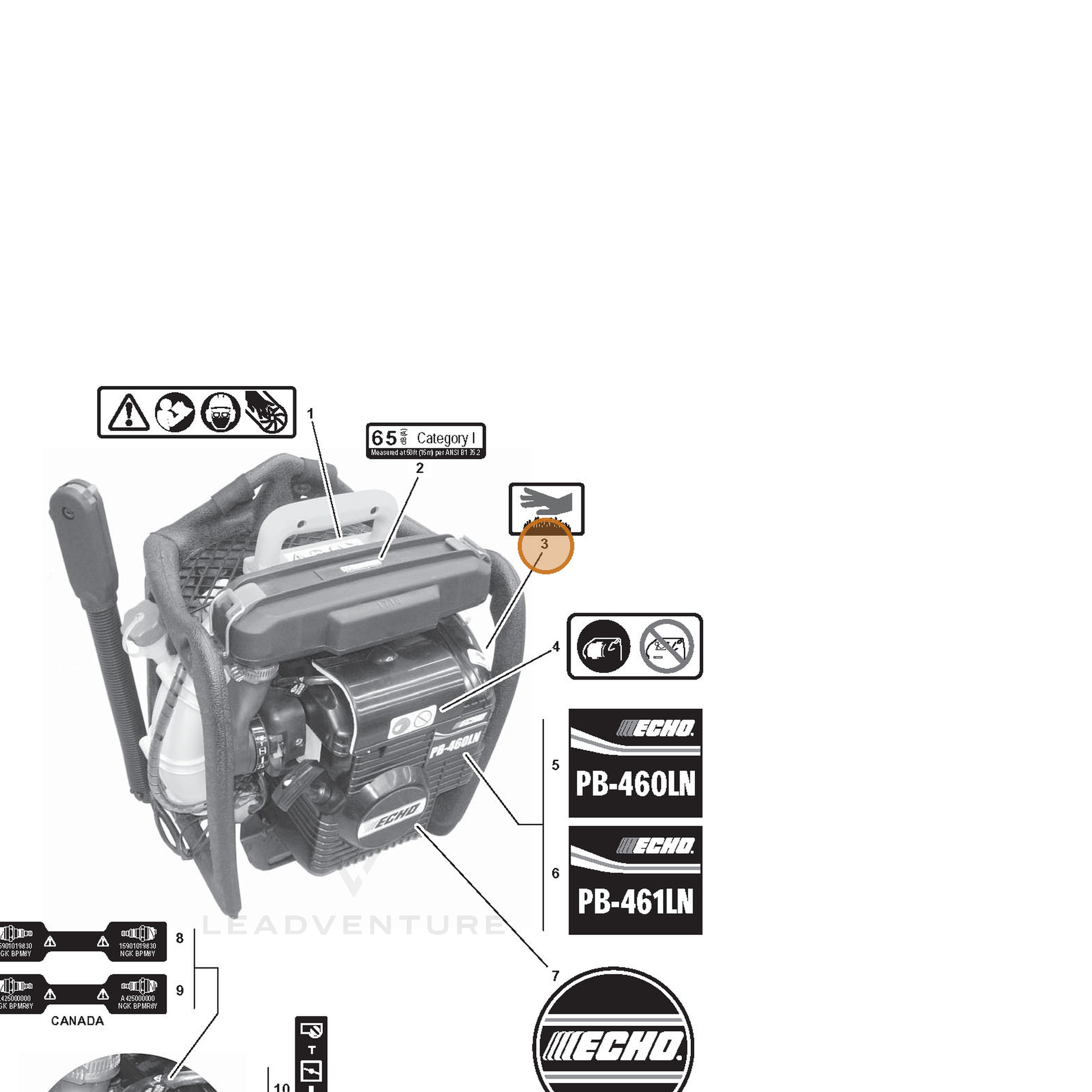 ECHO part 89061721260 — IPL diagram snippet (6x zoom, amber highlight)