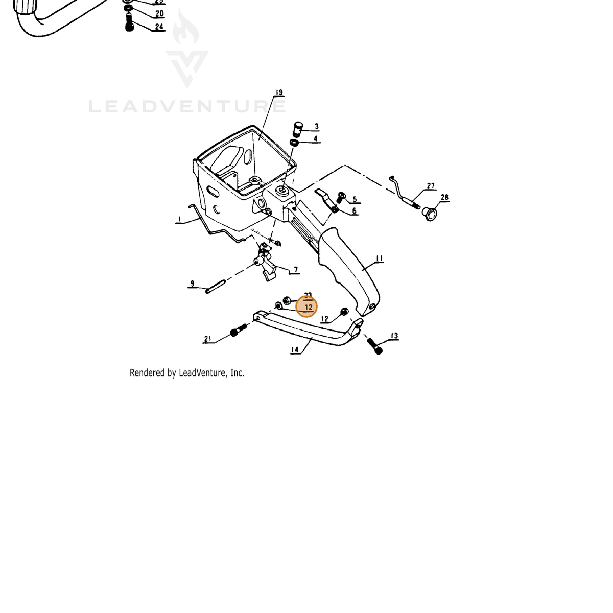 ECHO part 90002000005 — IPL diagram snippet (6x zoom, amber highlight)