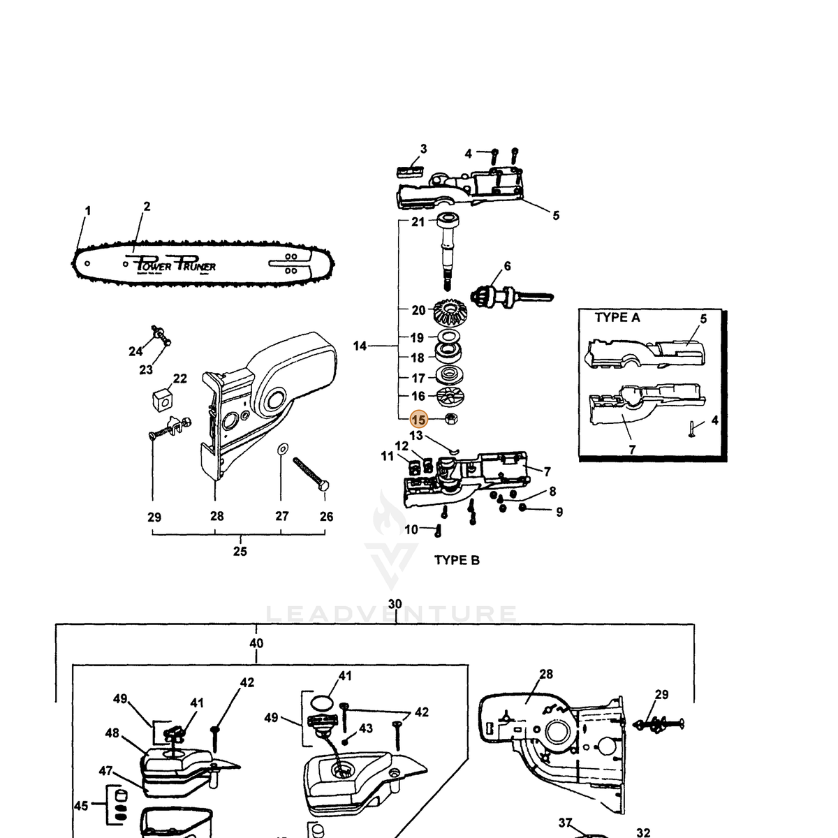 ECHO part 90003000200 — IPL diagram snippet (6x zoom, amber highlight)