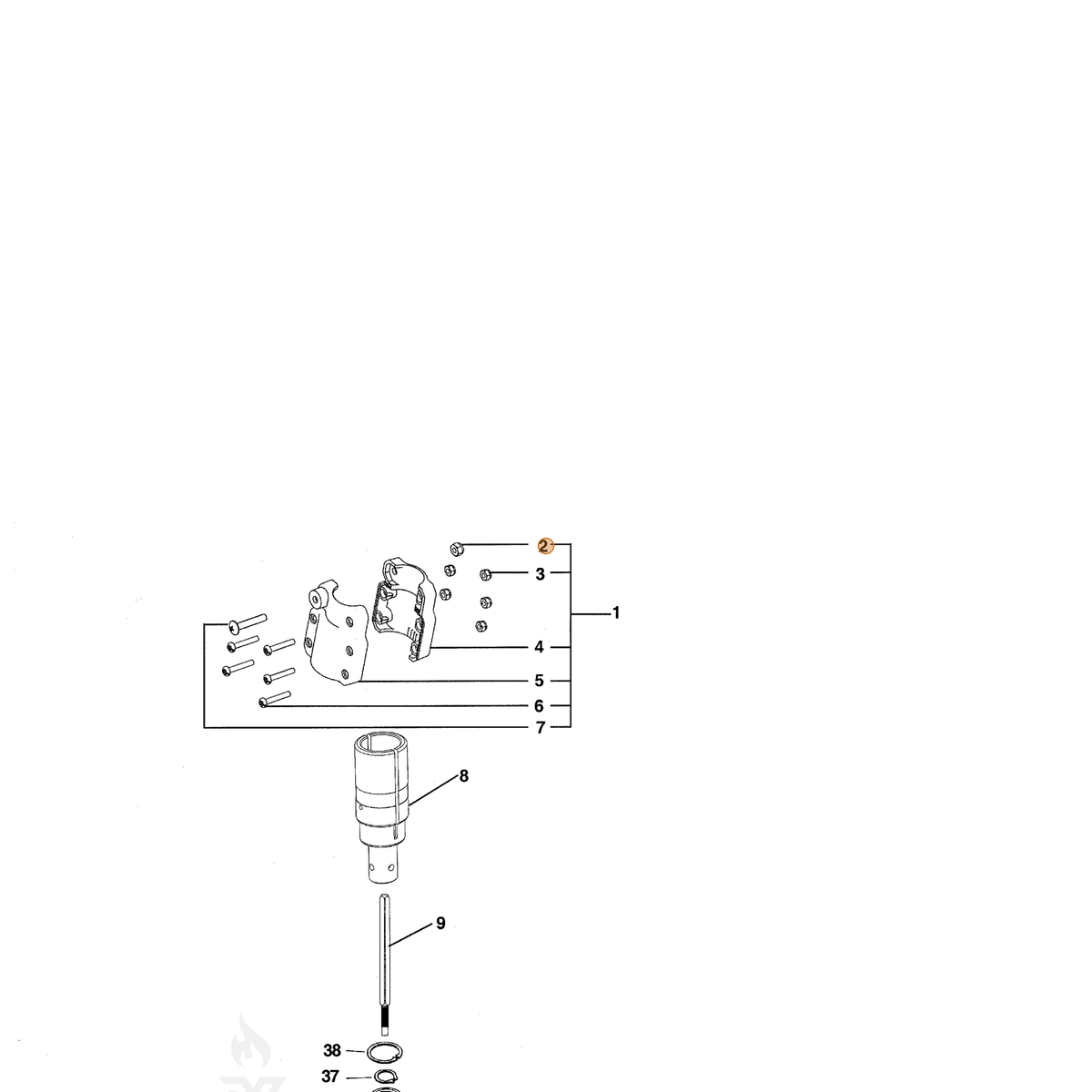 ECHO part 90003100100 — IPL diagram snippet (6x zoom, amber highlight)
