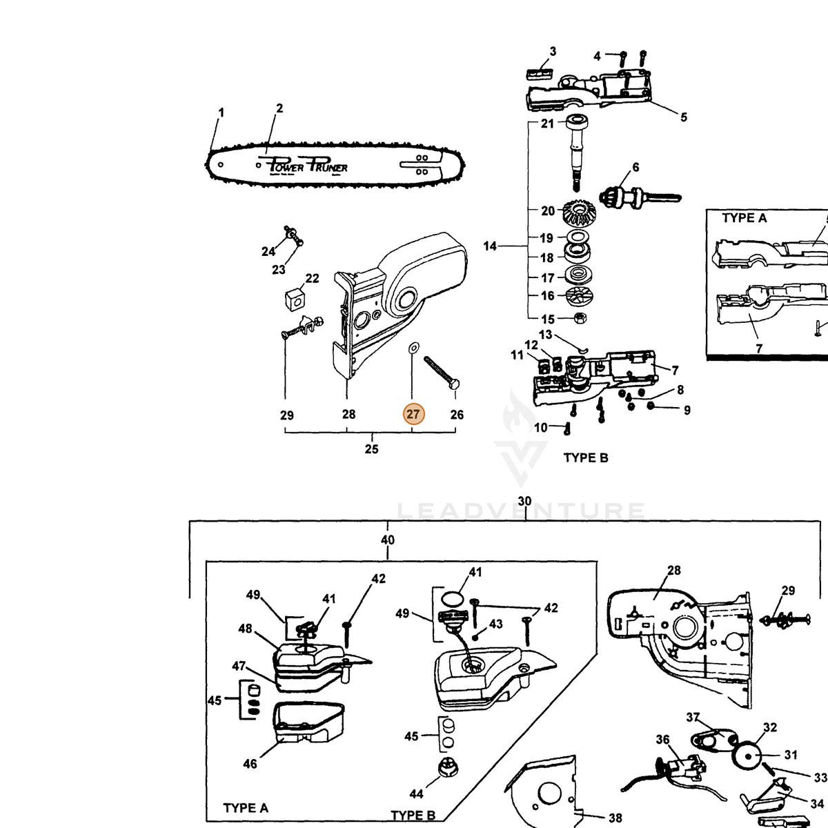 ECHO part 90003500200 — IPL diagram snippet (6x zoom, amber highlight)